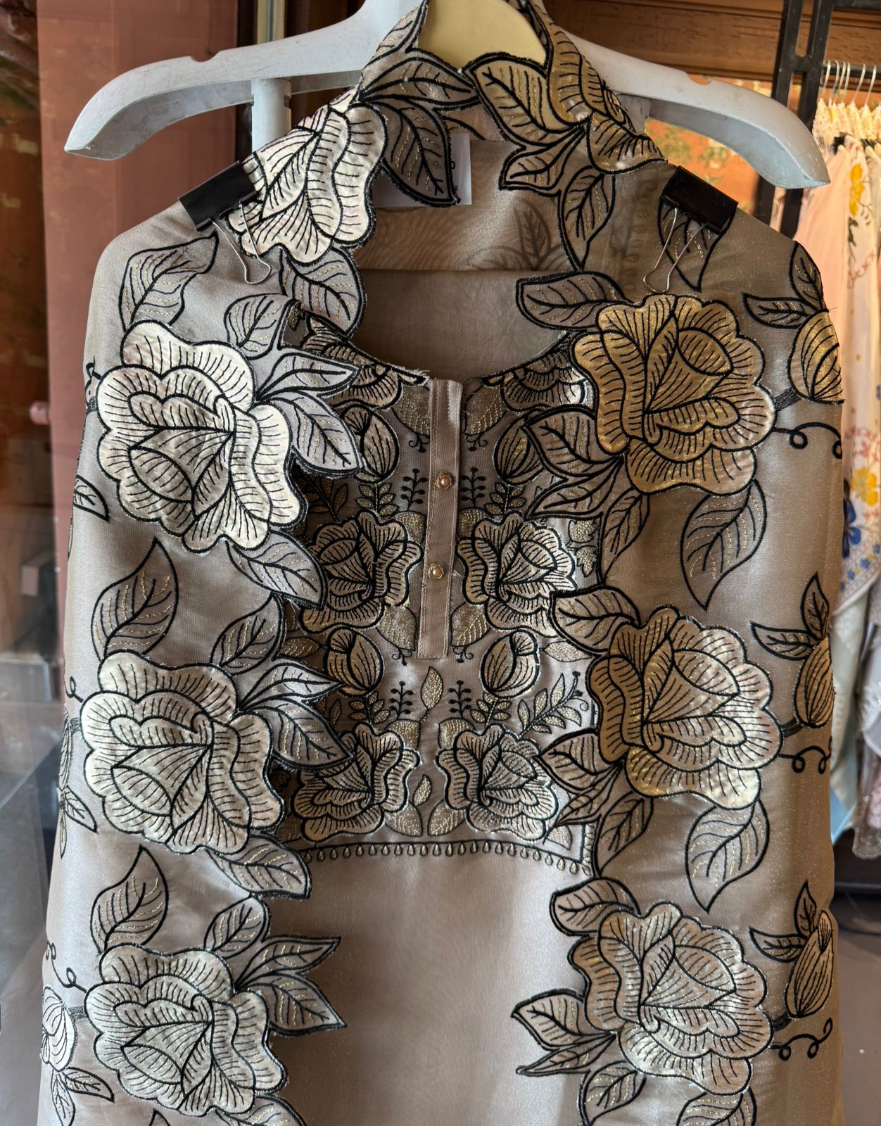 Floral Cutwork Embroidered Organza Suit Set