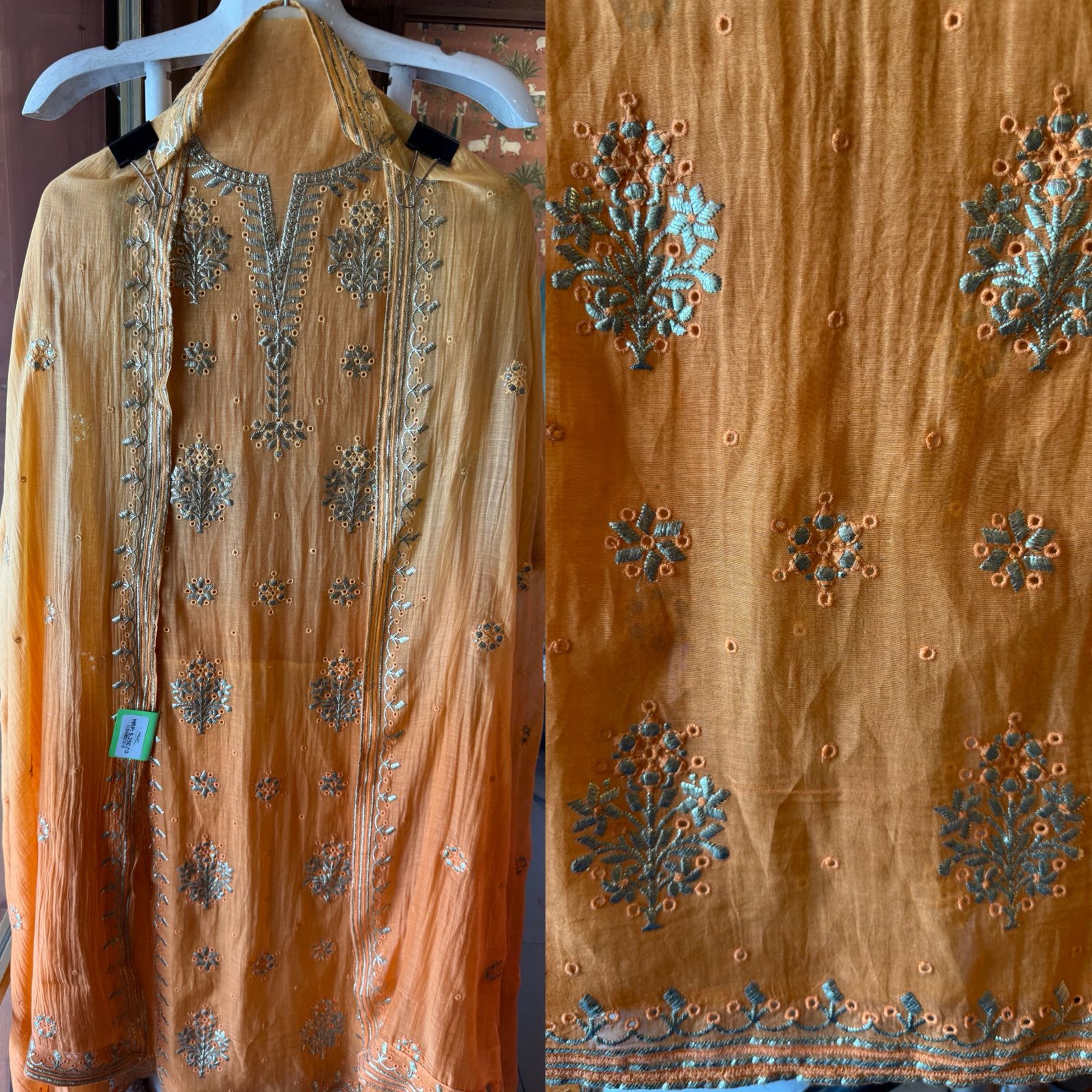 Ombre shaded Embroidered Suit Set