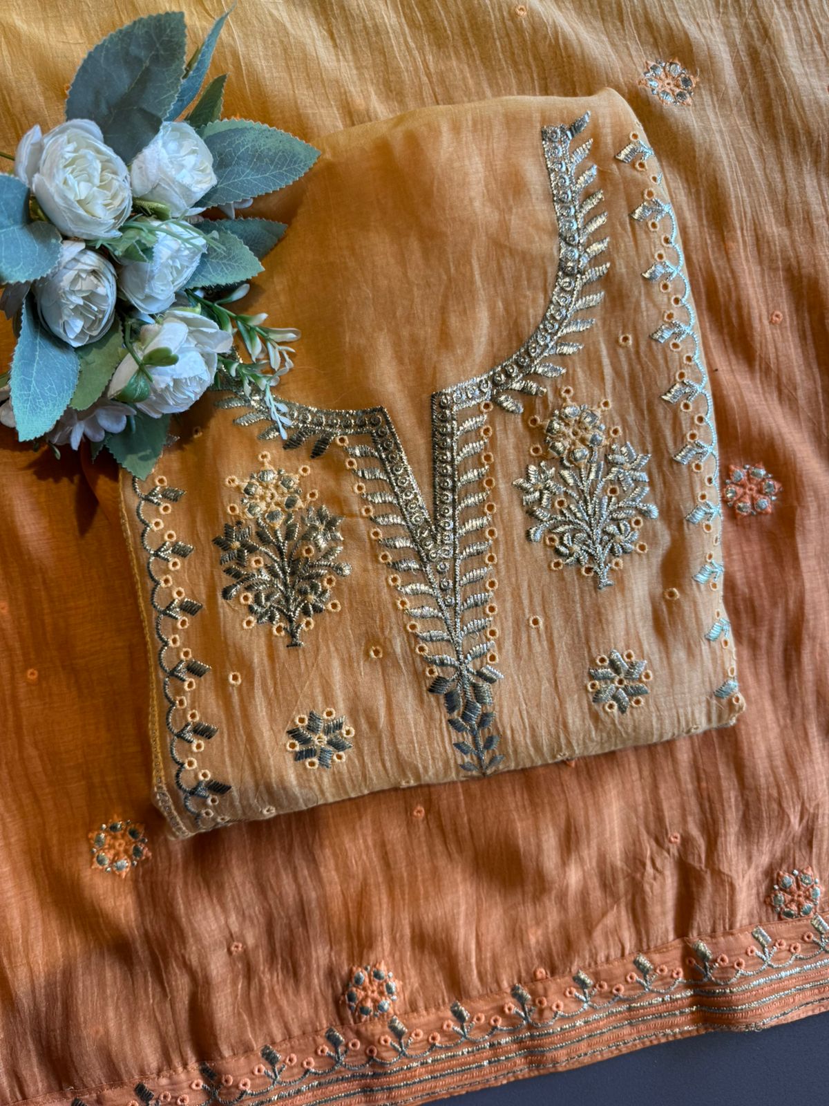 Ombre shaded Embroidered Suit Set