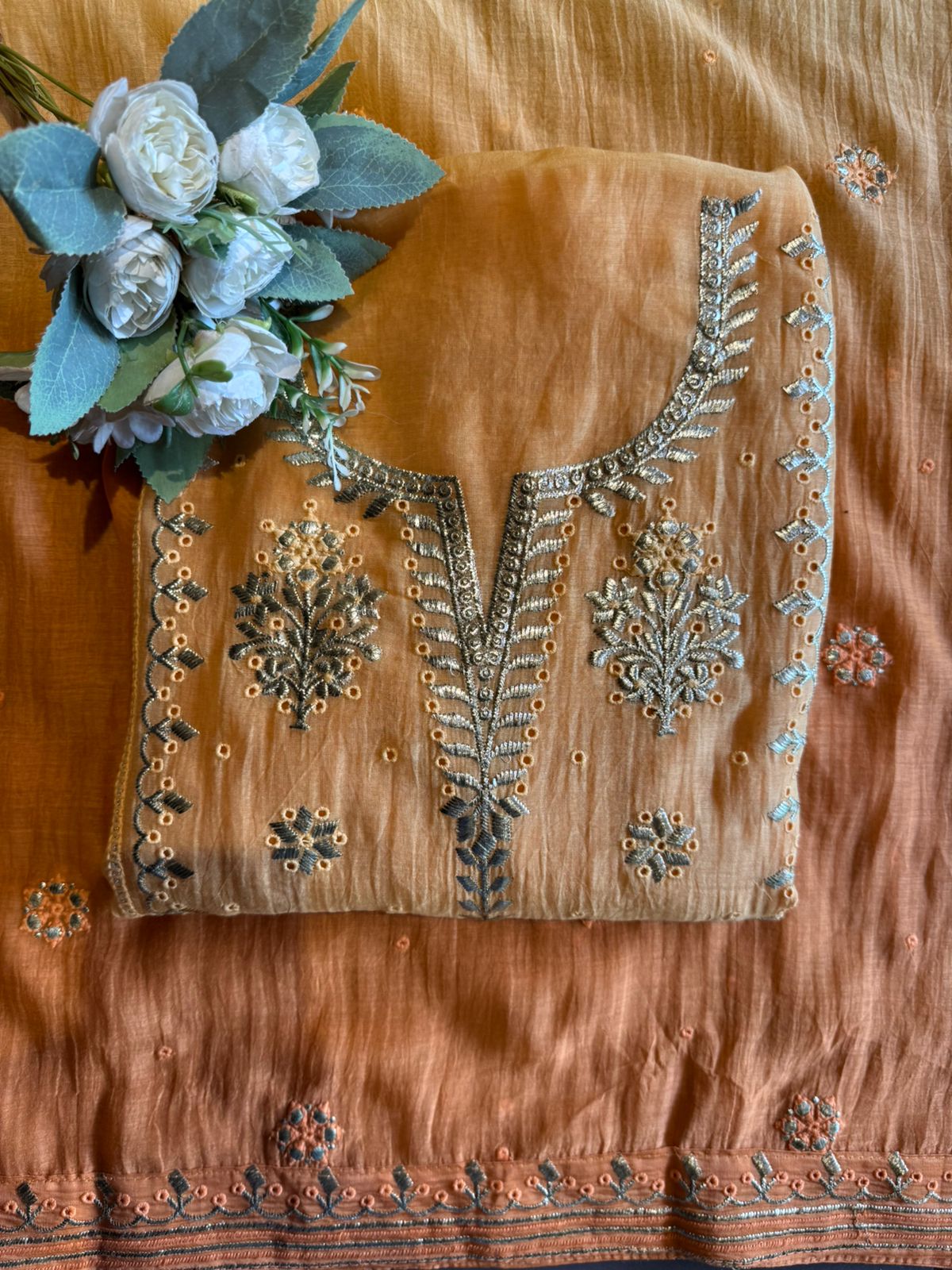 Ombre shaded Embroidered Suit Set