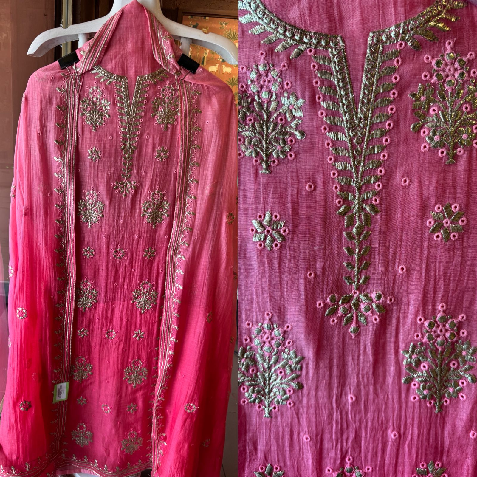 Ombre shaded Embroidered Suit Set