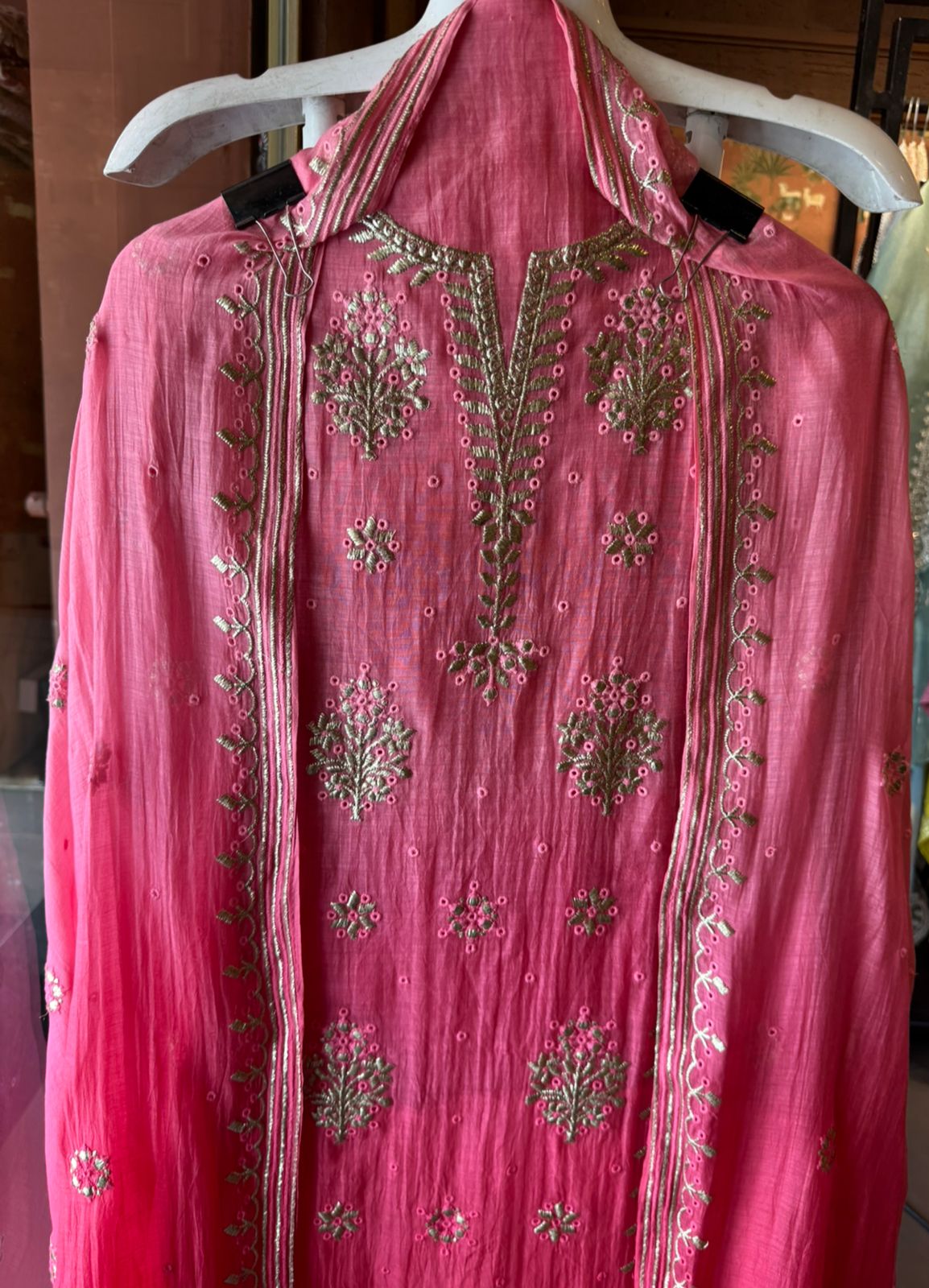 Ombre shaded Embroidered Suit Set