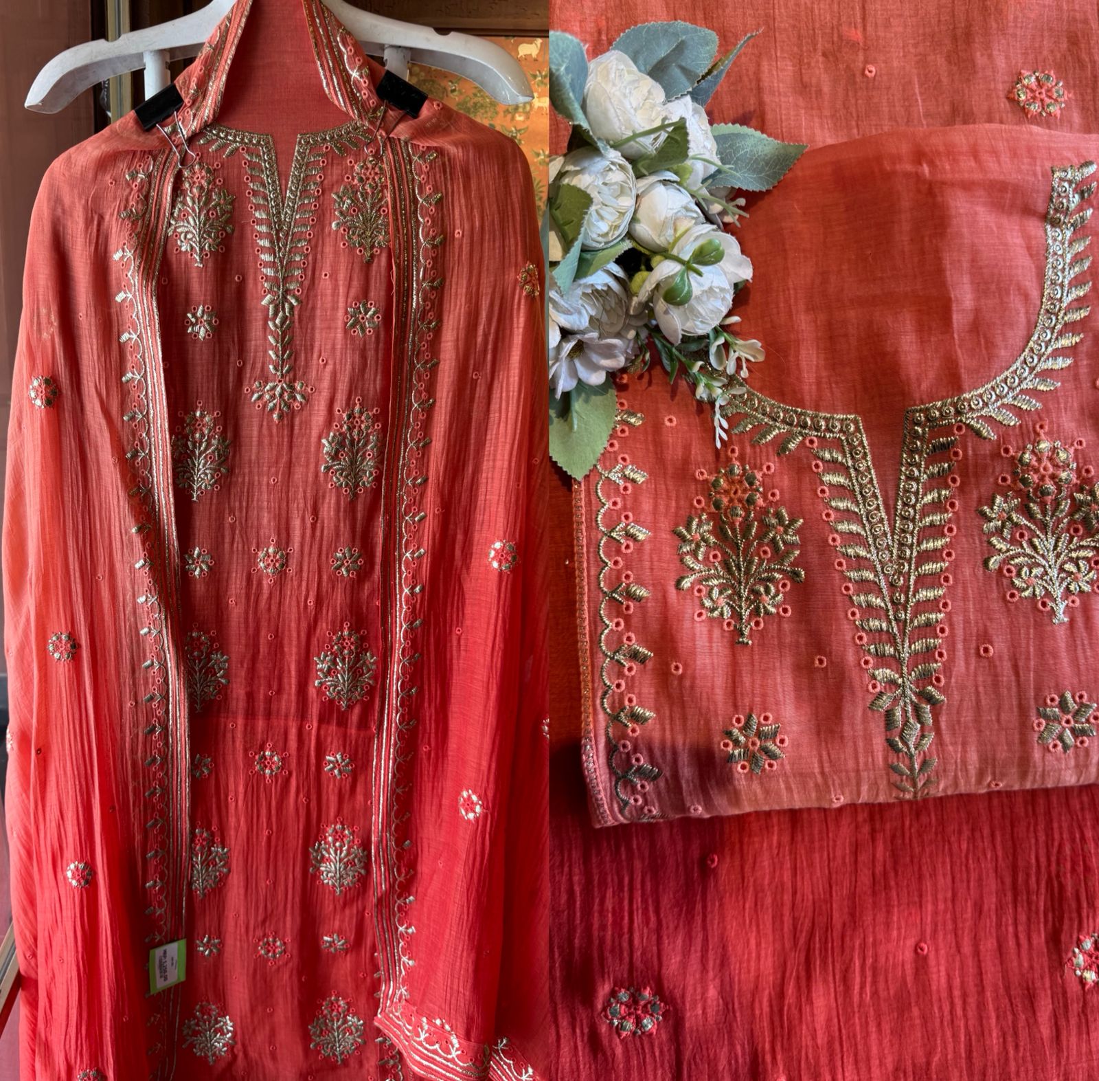 Ombre shaded Embroidered Suit Set