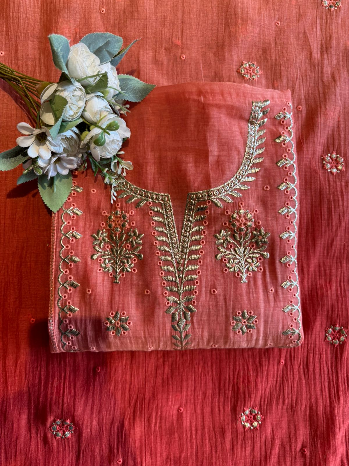Ombre shaded Embroidered Suit Set