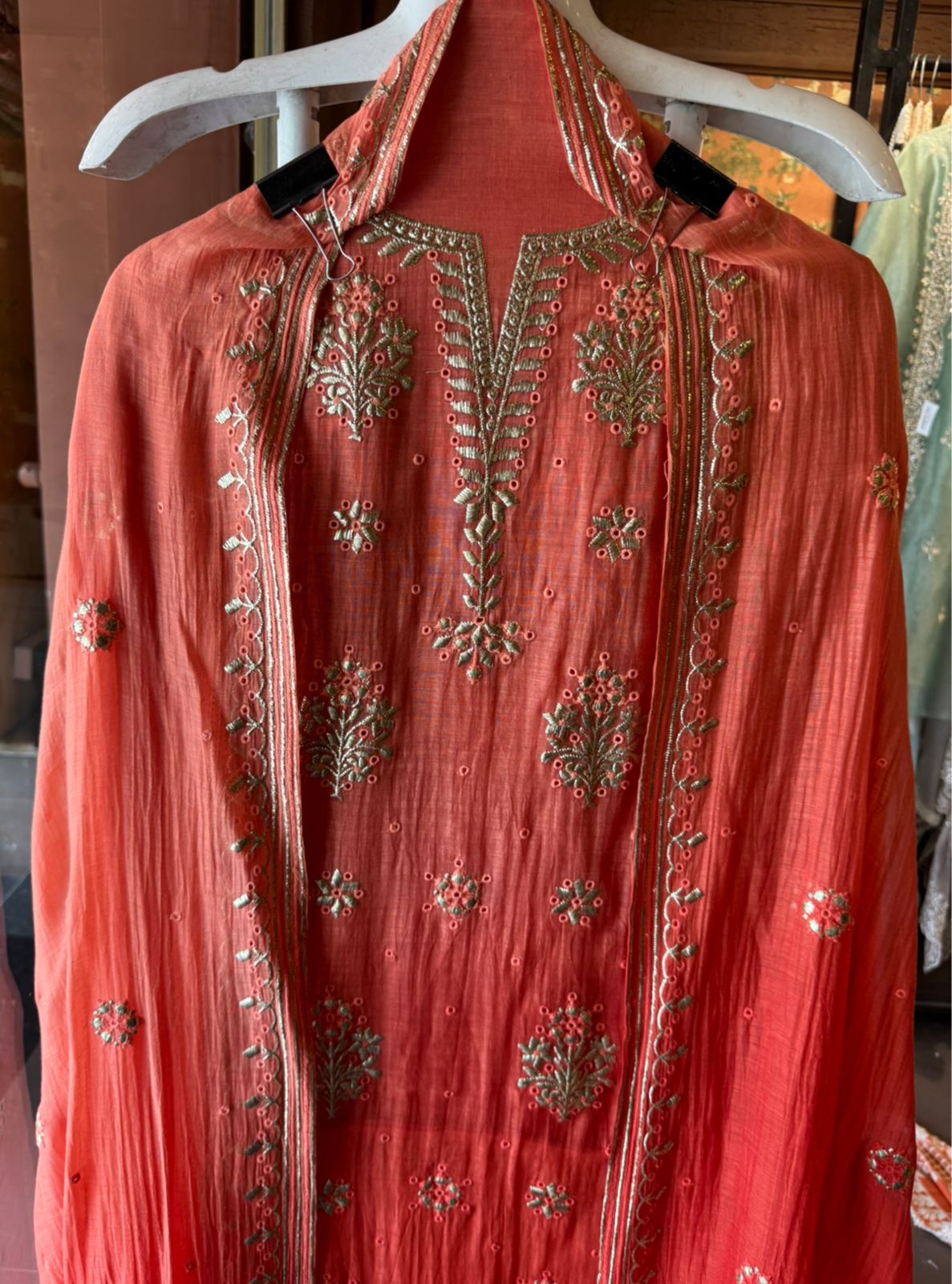 Ombre shaded Embroidered Suit Set