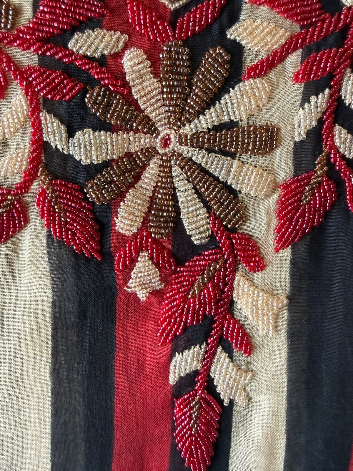 Black & Red Striped Embroidered Suit