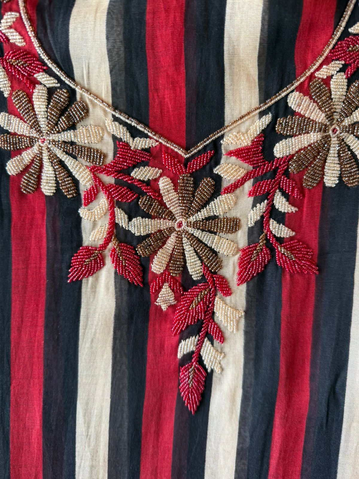 Black & Red Striped Embroidered Suit