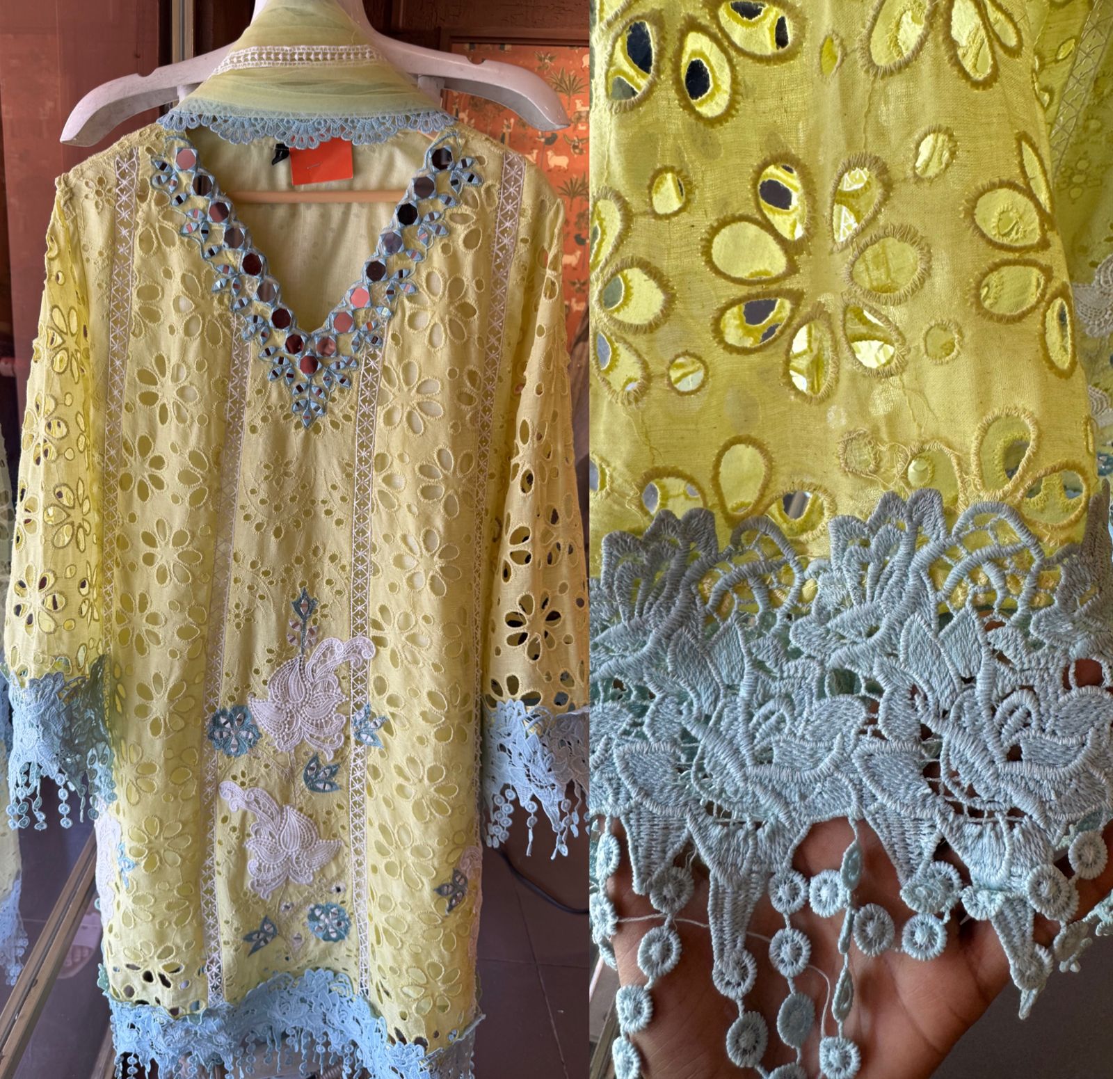 Hakuba cotton Schiffli Embroidered 3 Piece set