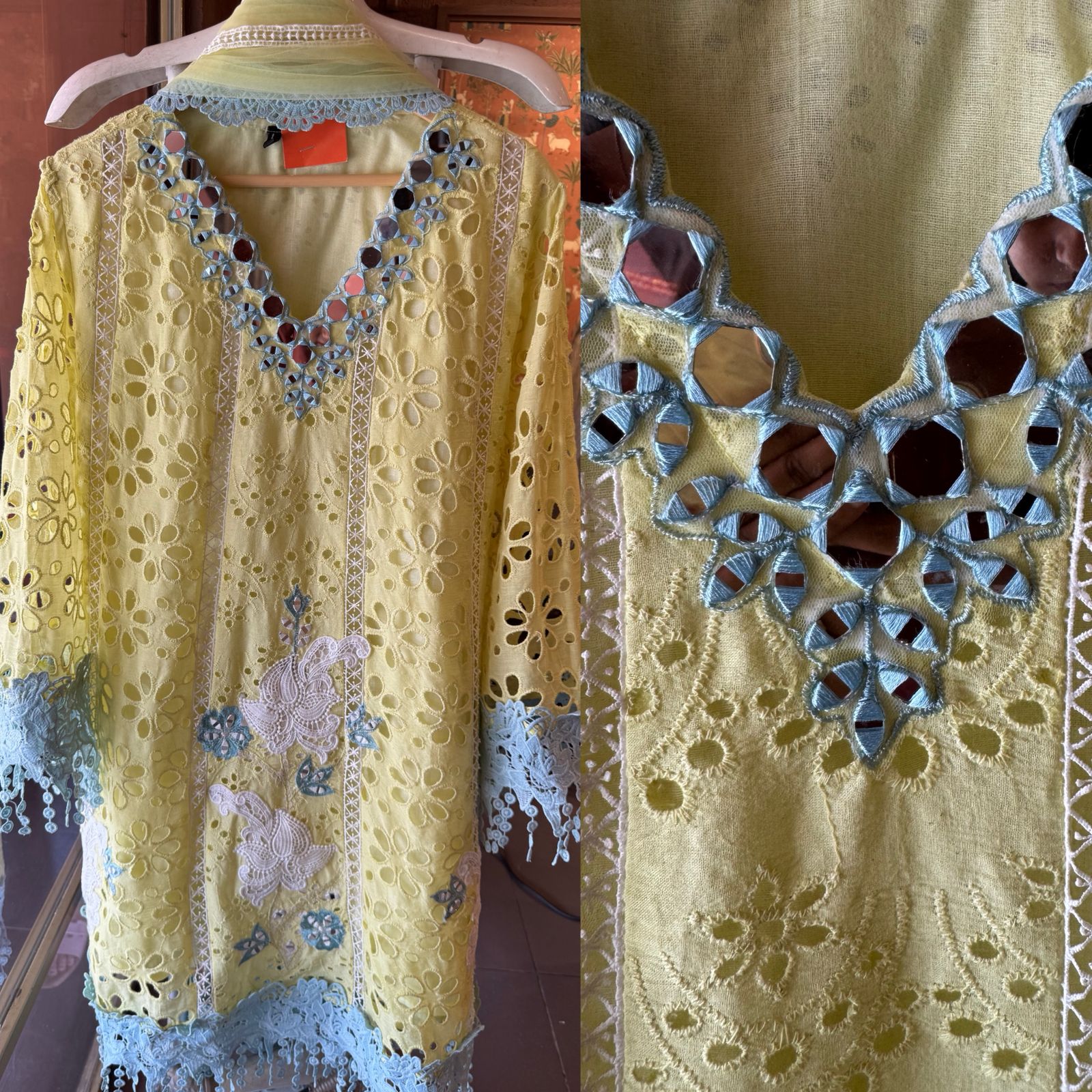 Hakuba cotton Schiffli Embroidered 3 Piece set