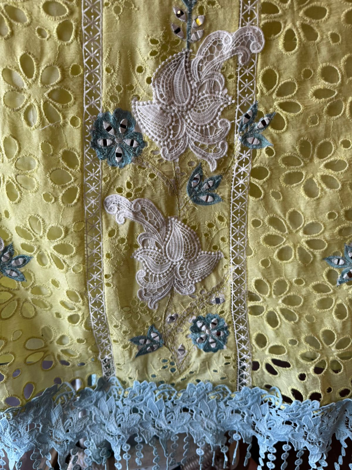 Hakuba cotton Schiffli Embroidered 3 Piece set