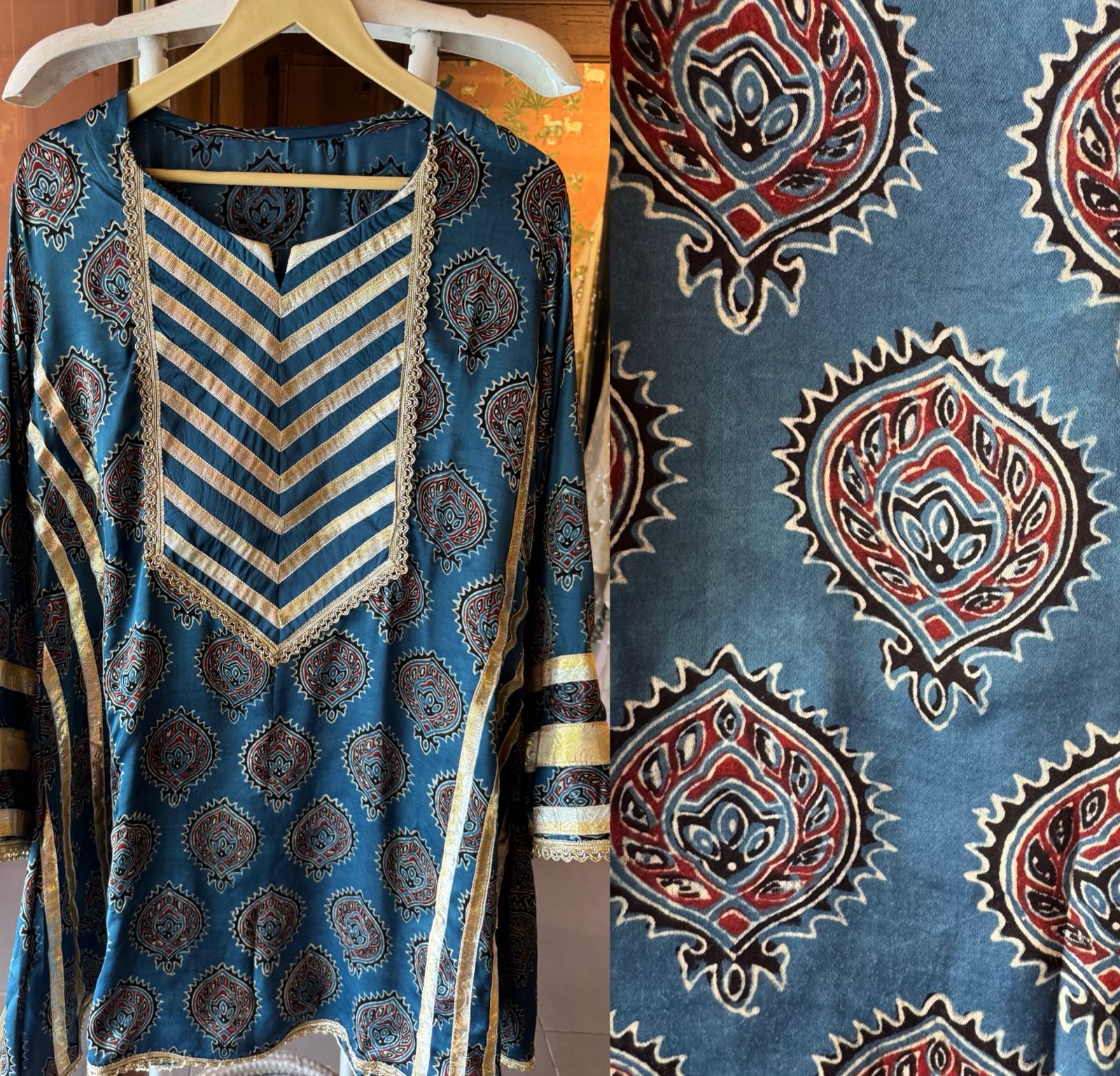 Midnight Ajrakh Inspired Kurta Set