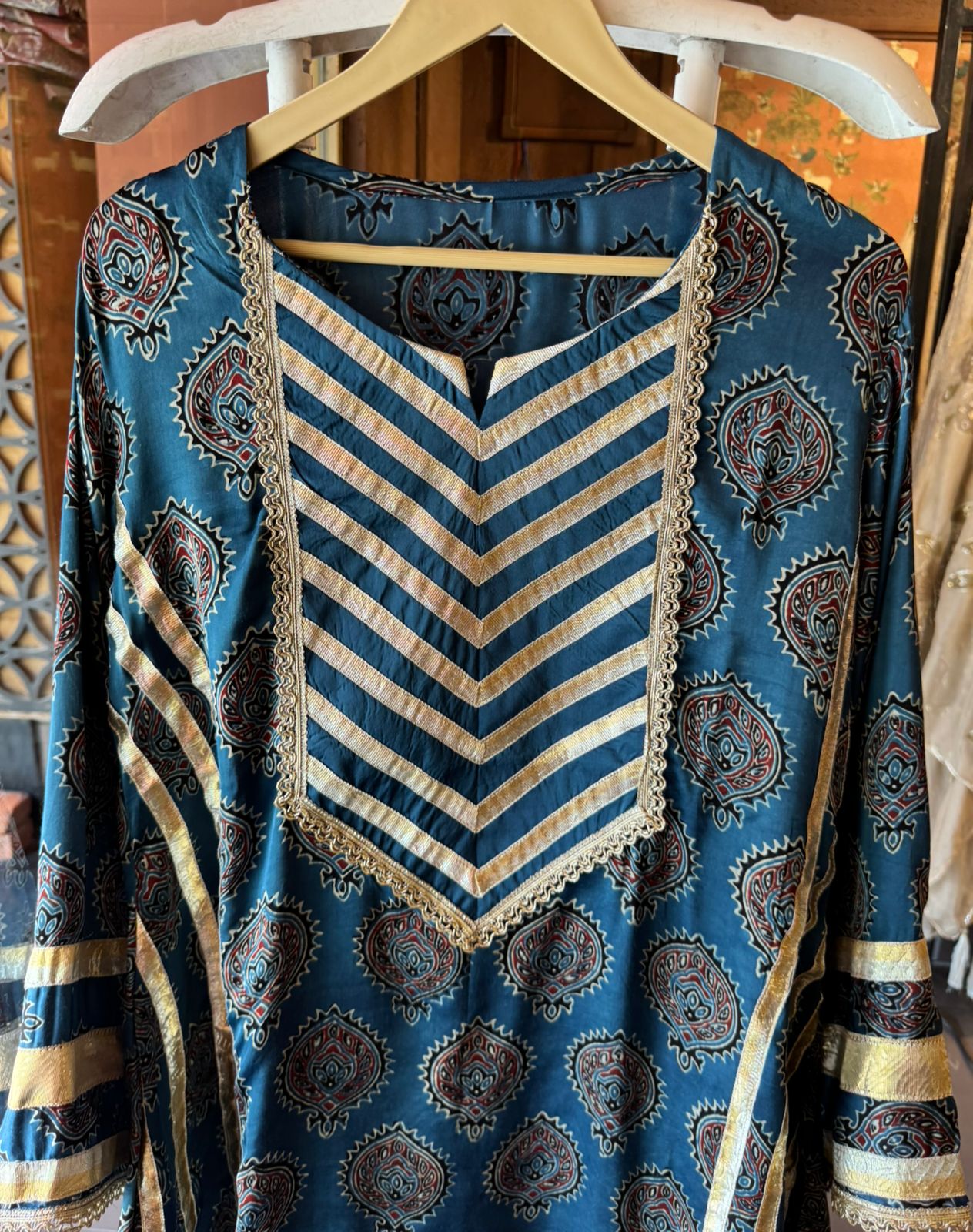 Midnight Ajrakh Inspired Kurta Set