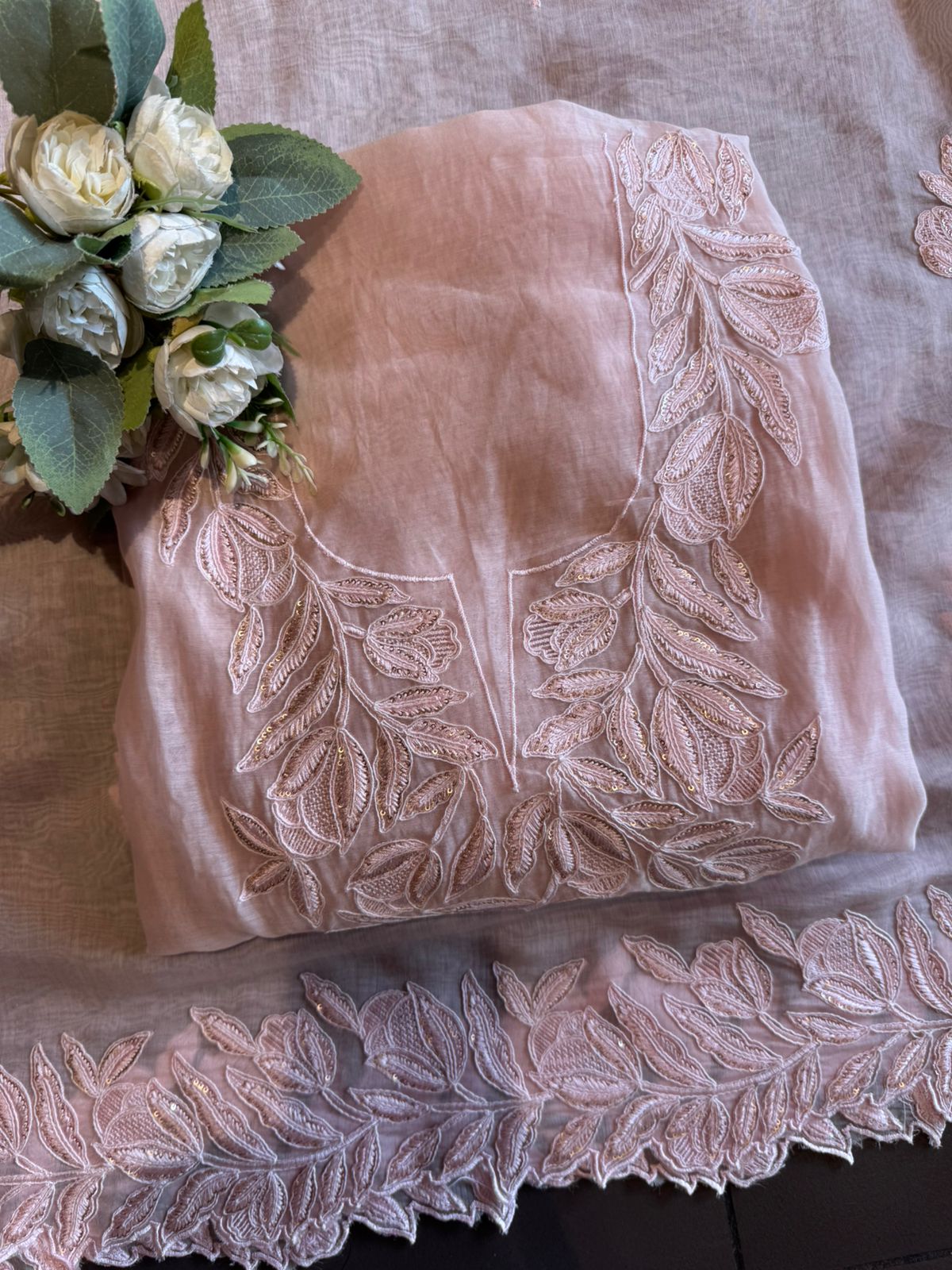 Mul cotton Chanderi unstitched Suit