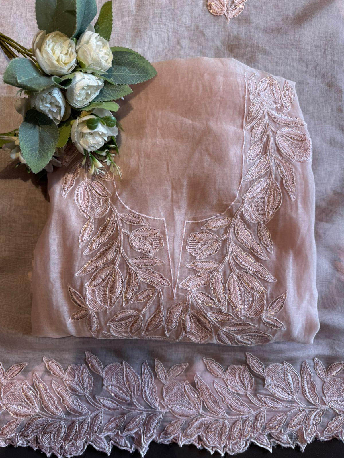 Mul cotton Chanderi unstitched Suit