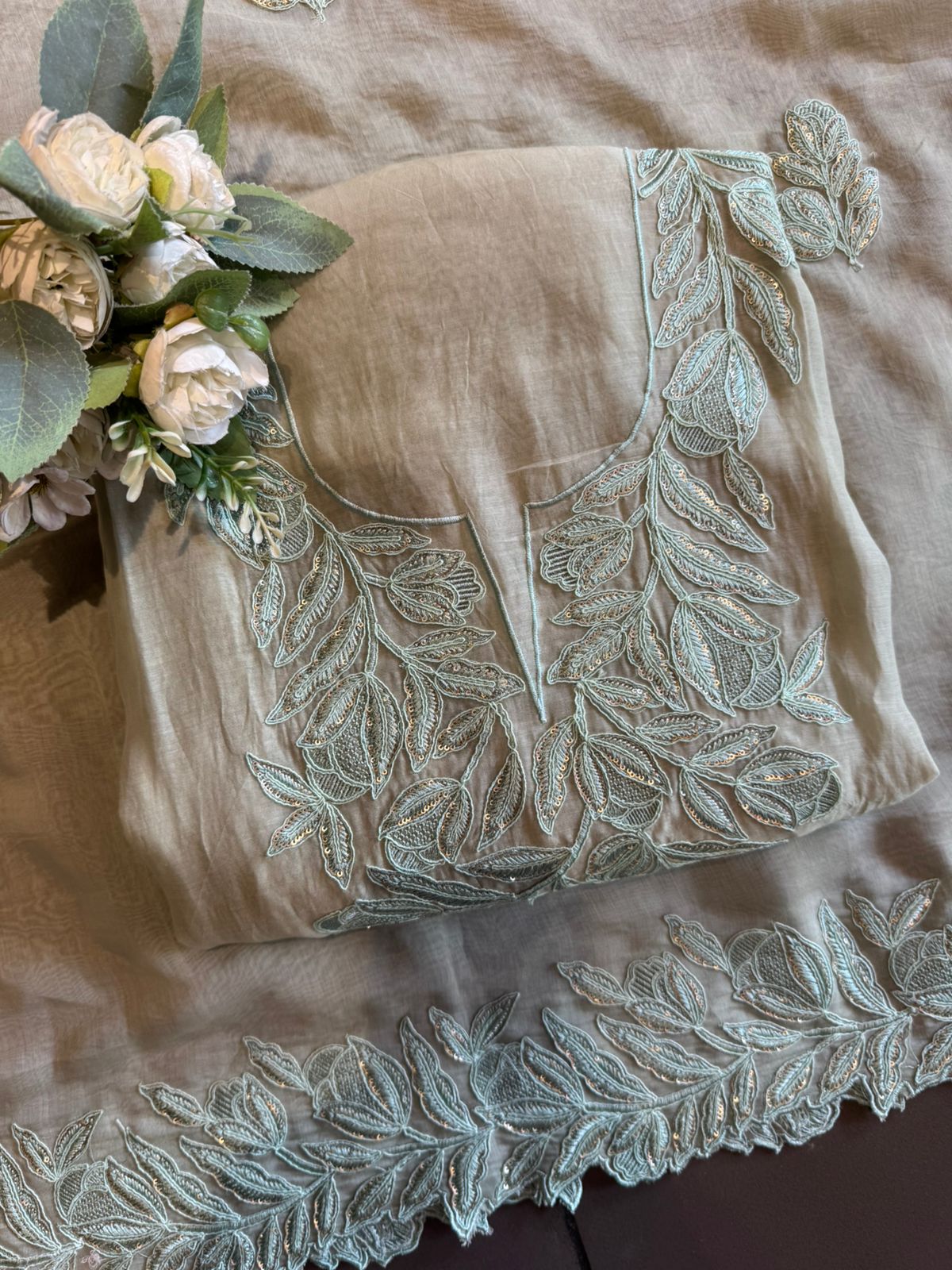 Mul cotton Chanderi unstitched Suit