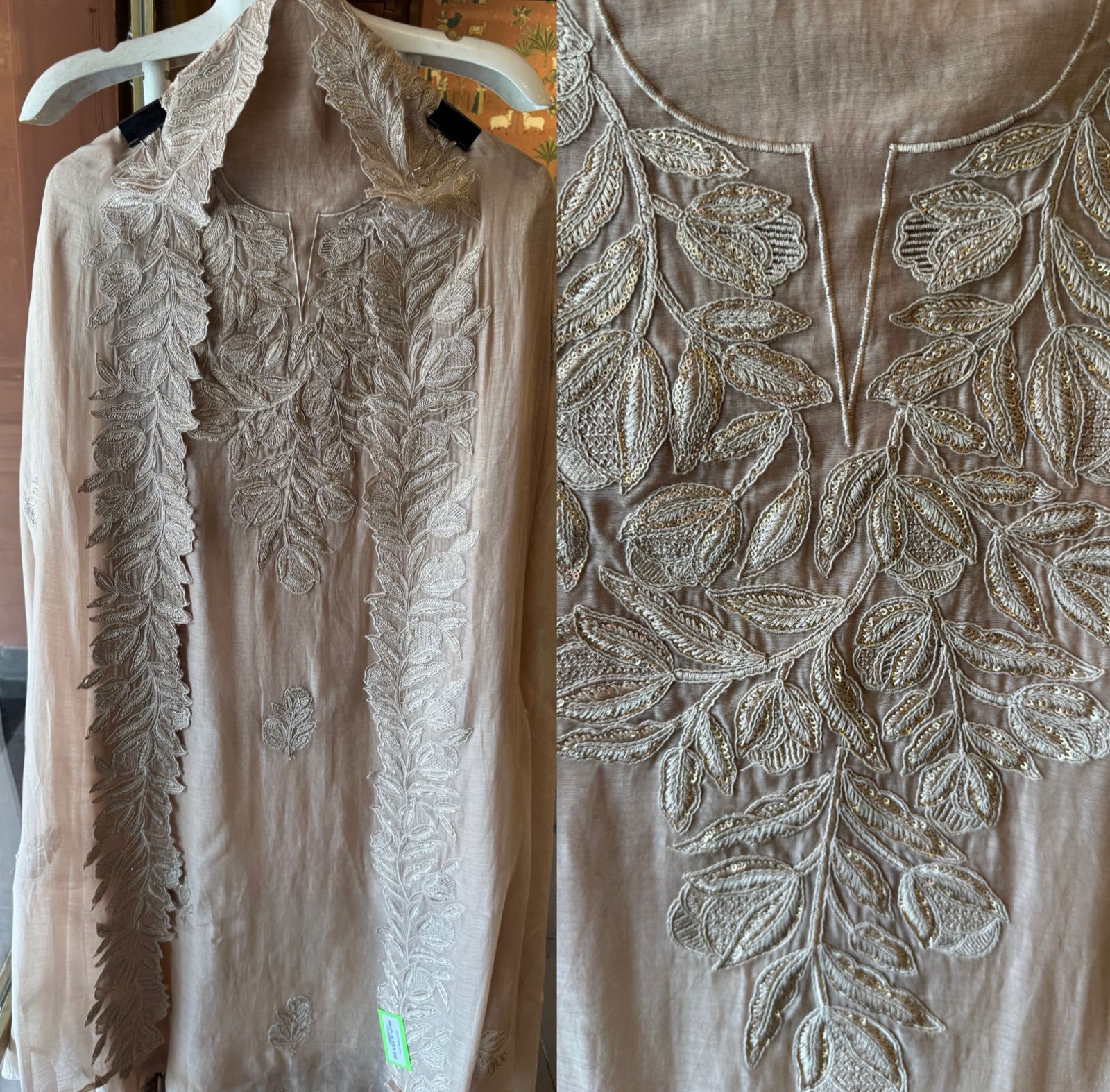 Mul cotton Chanderi unstitched Suit