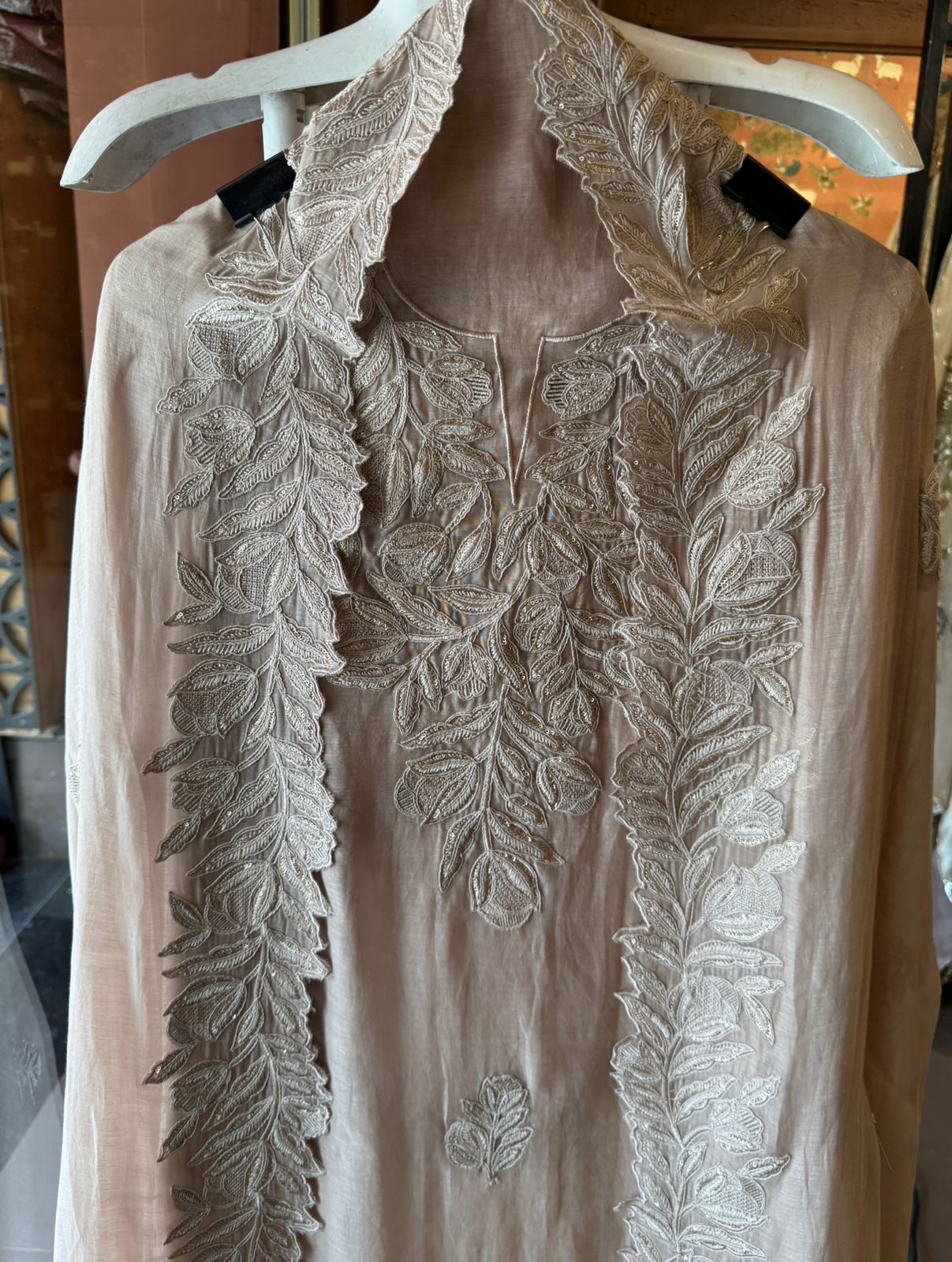 Mul cotton Chanderi unstitched Suit