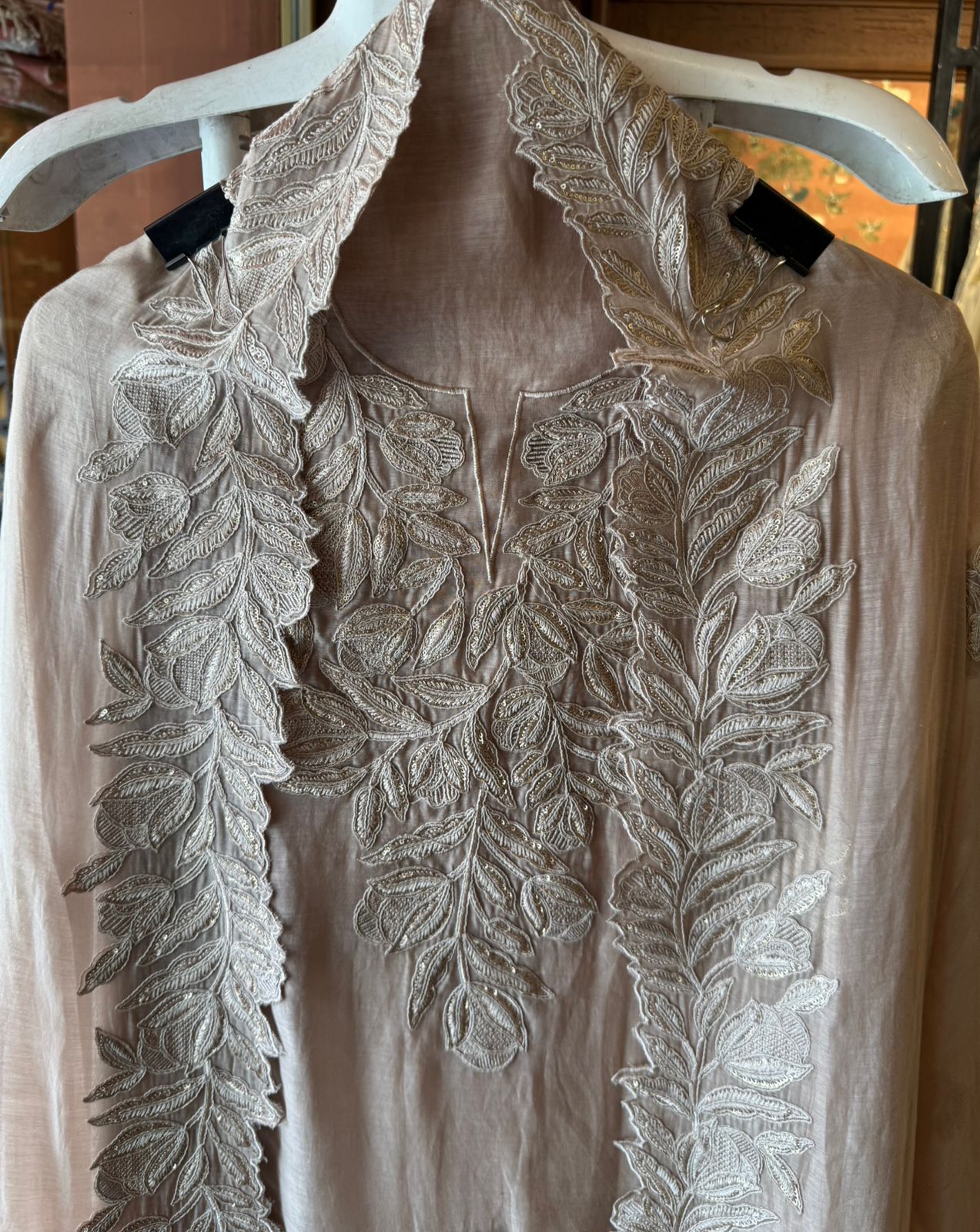 Mul cotton Chanderi unstitched Suit