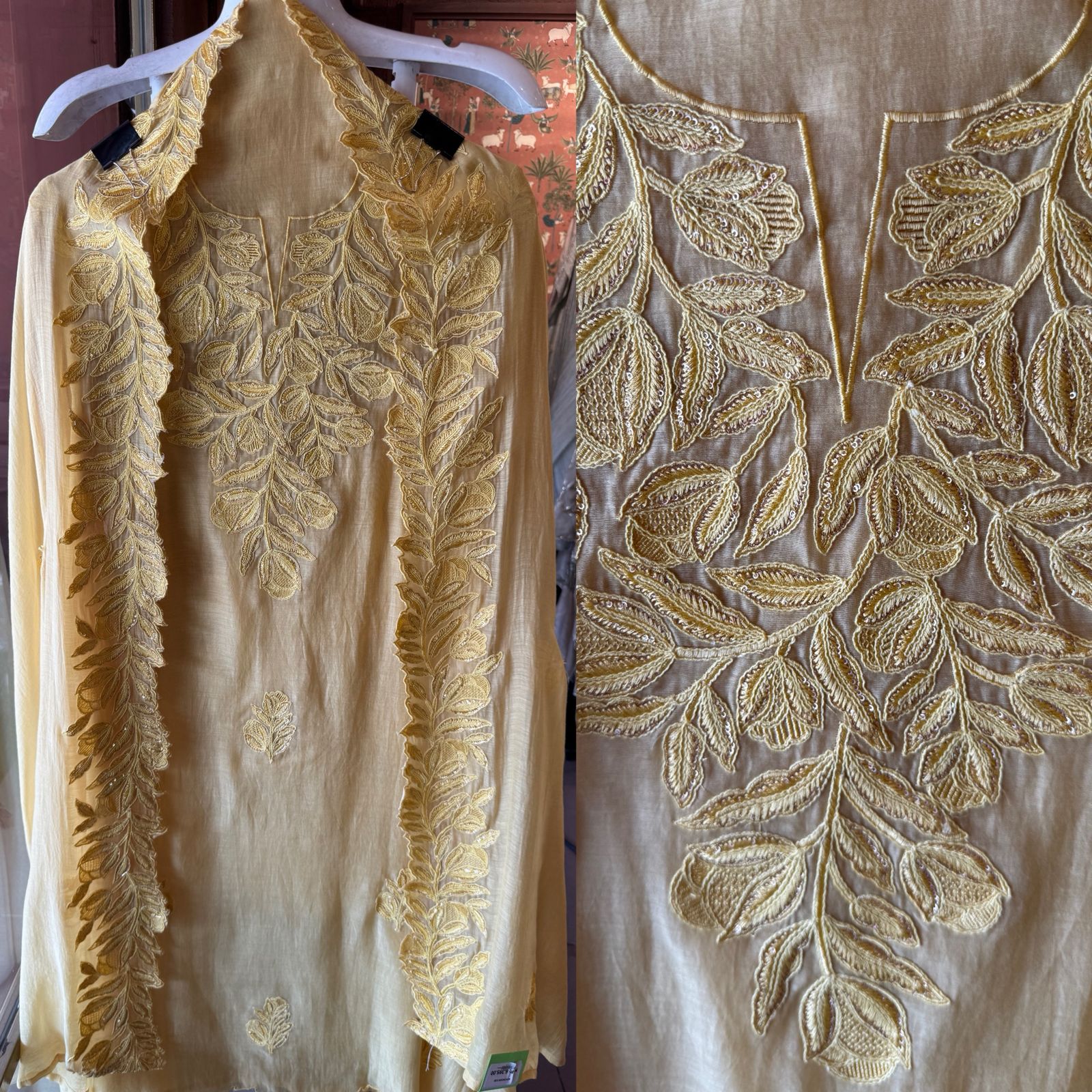 Mul cotton Chanderi unstitched Suit