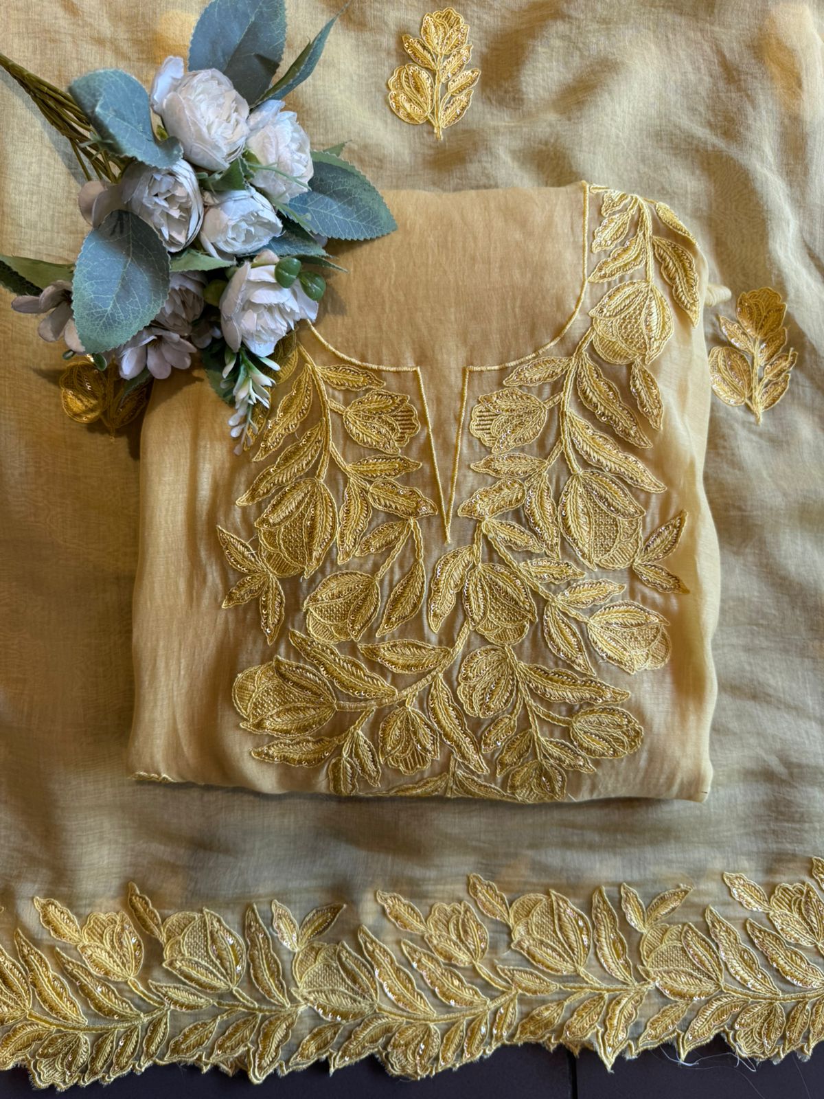 Mul cotton Chanderi unstitched Suit