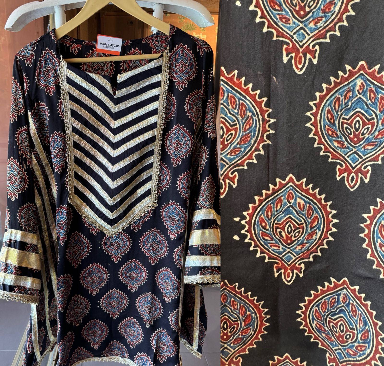 Midnight Ajrakh Inspired Kurta Set
