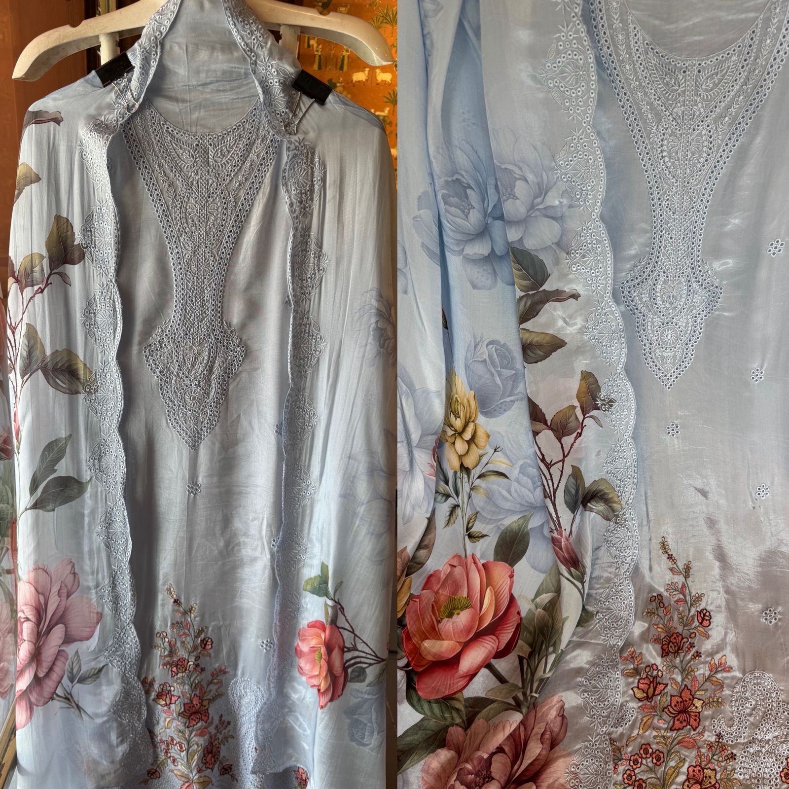 Organza Unstitched Suit set