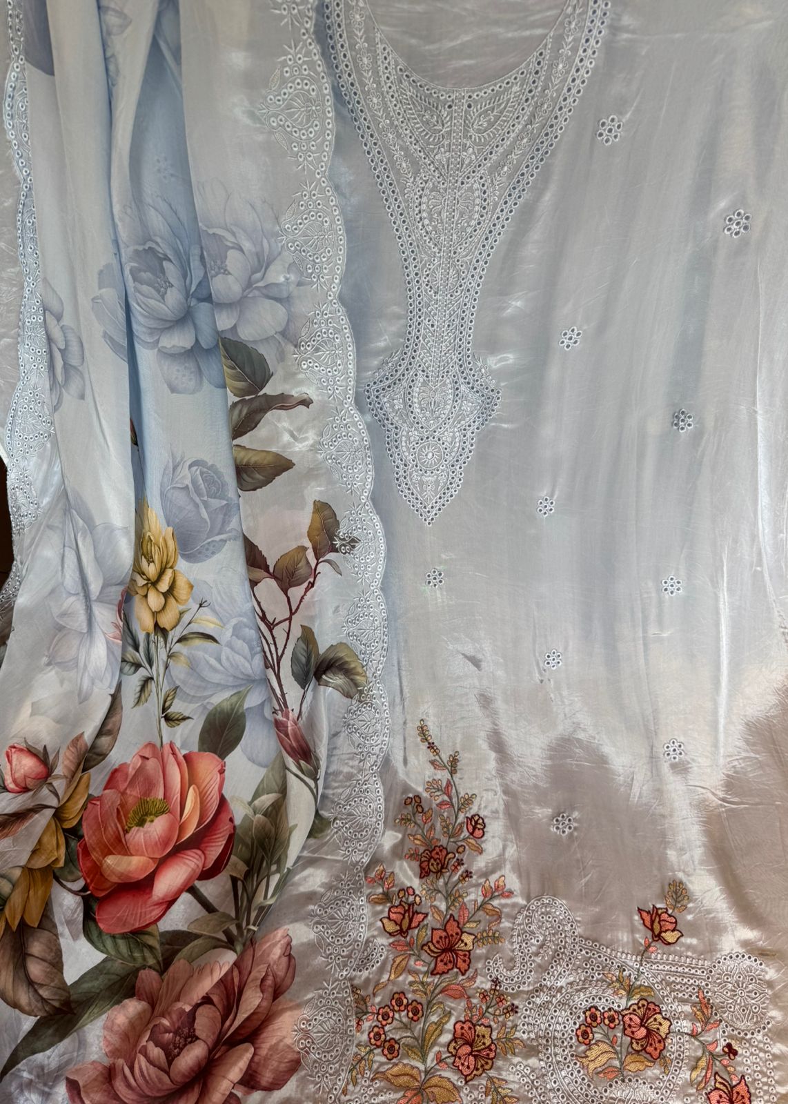 Organza Unstitched Suit set