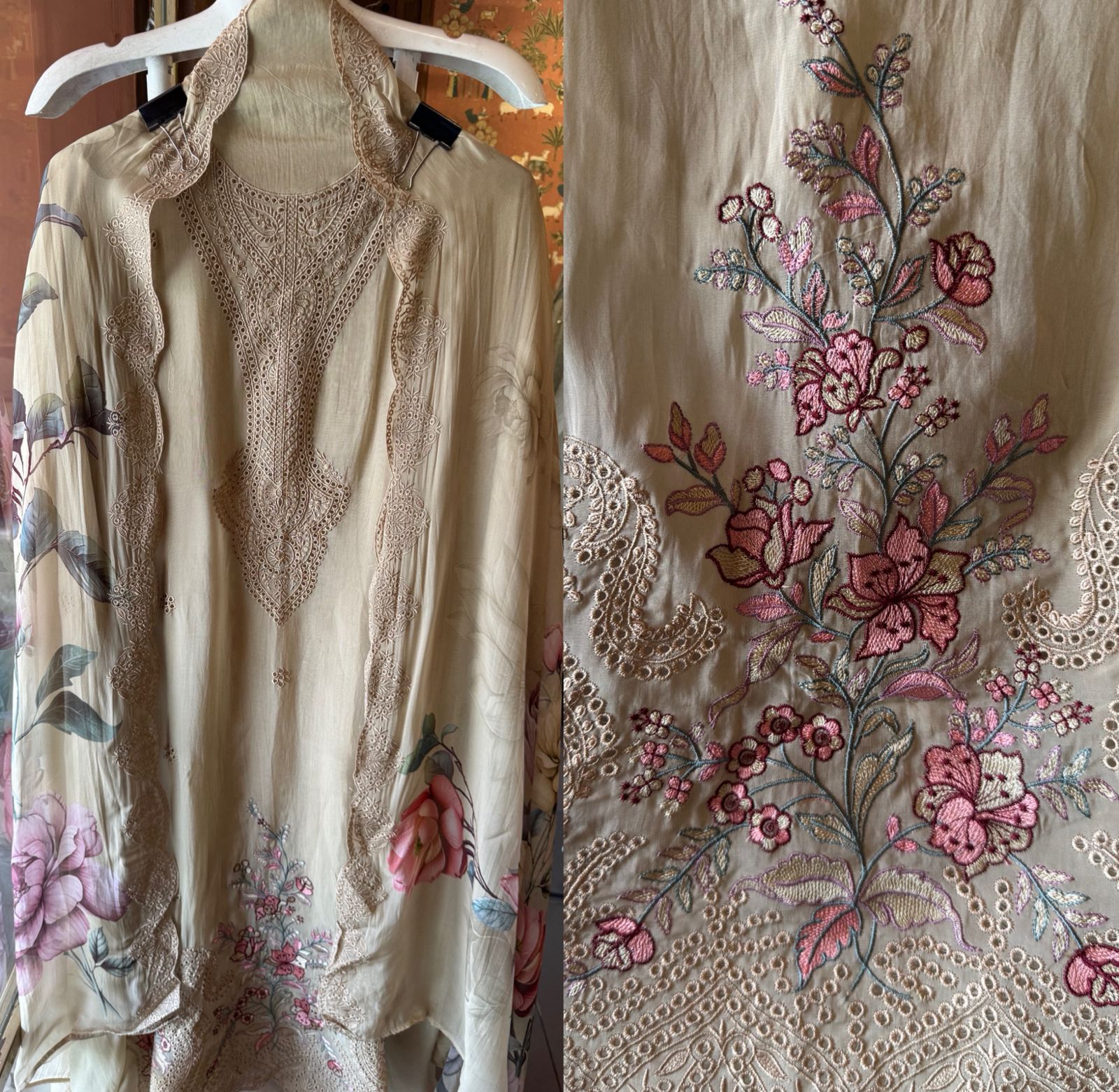 Organza Unstitched Suit set