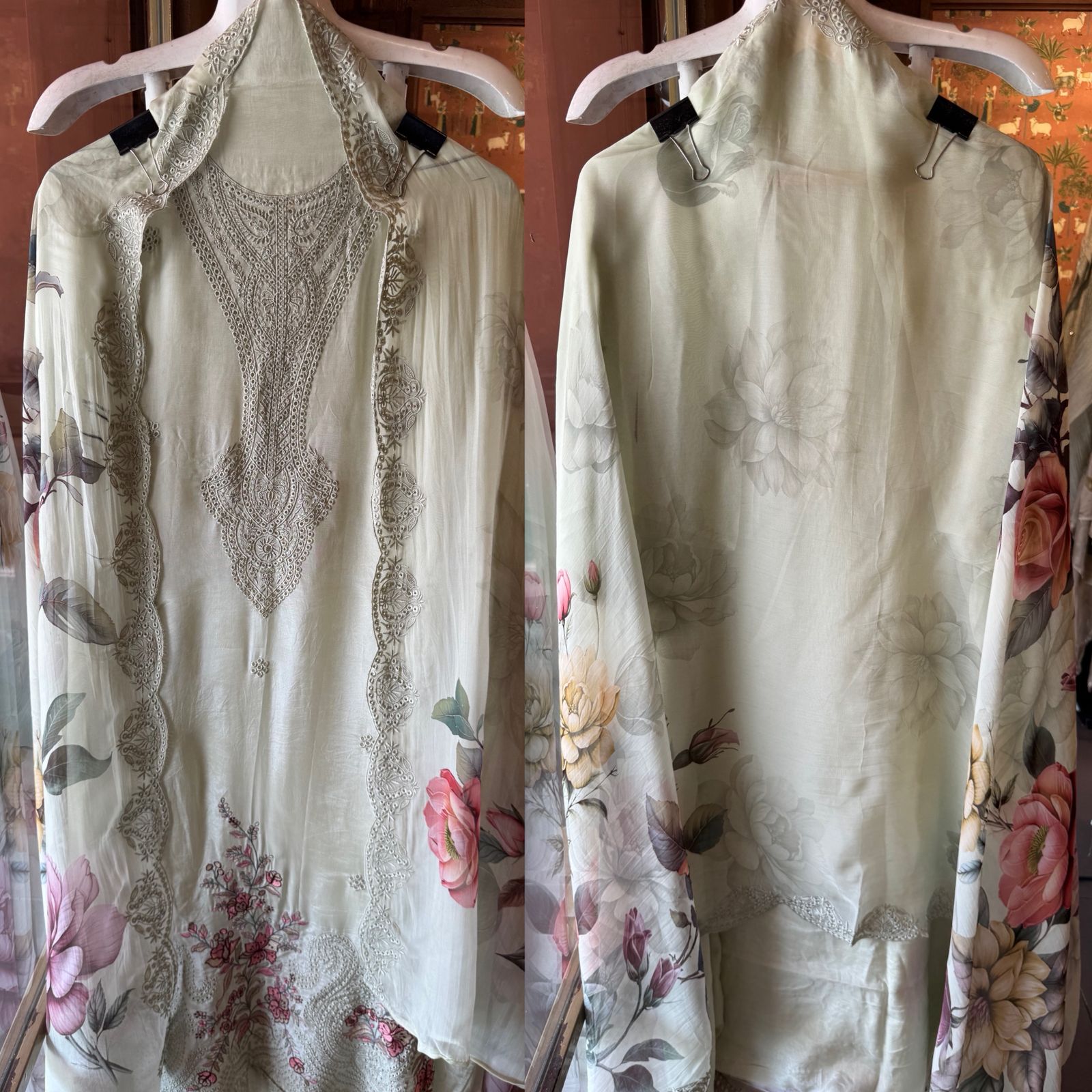 Organza Unstitched Suit set