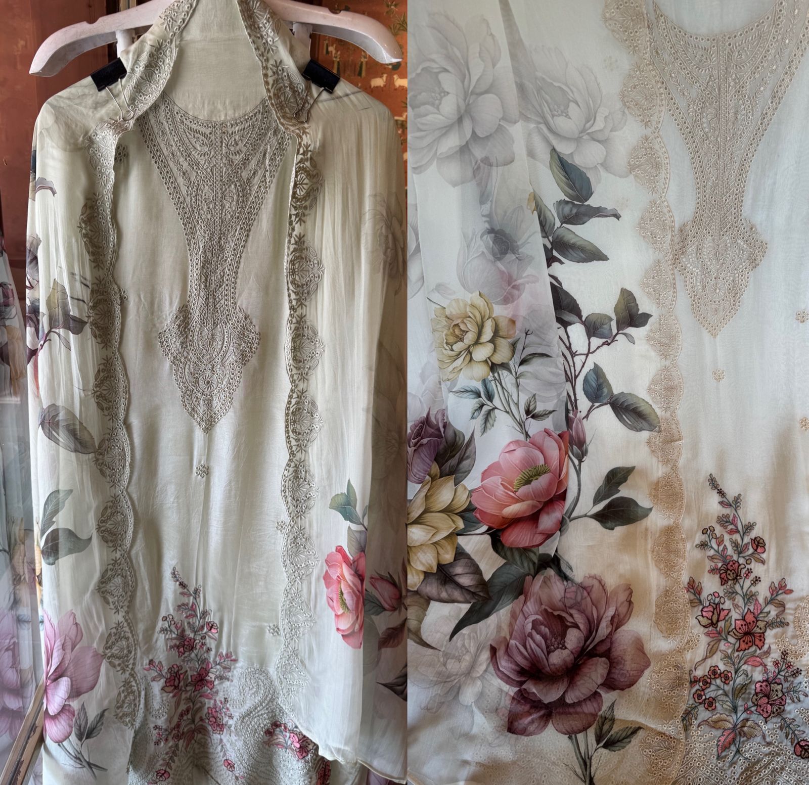 Organza Unstitched Suit set