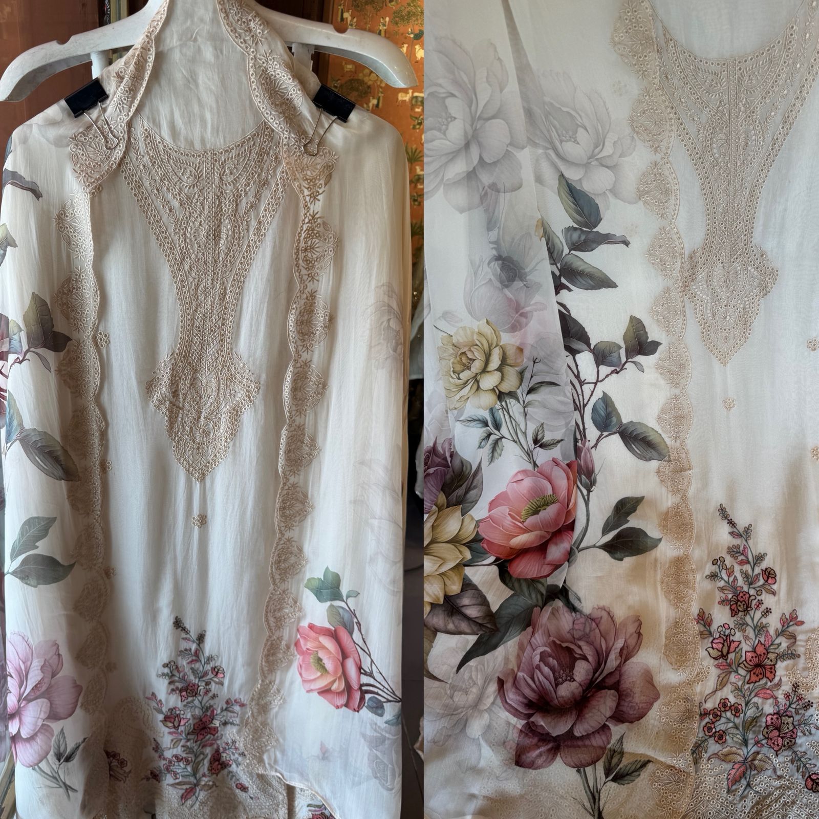 Organza Unstitched Suit set