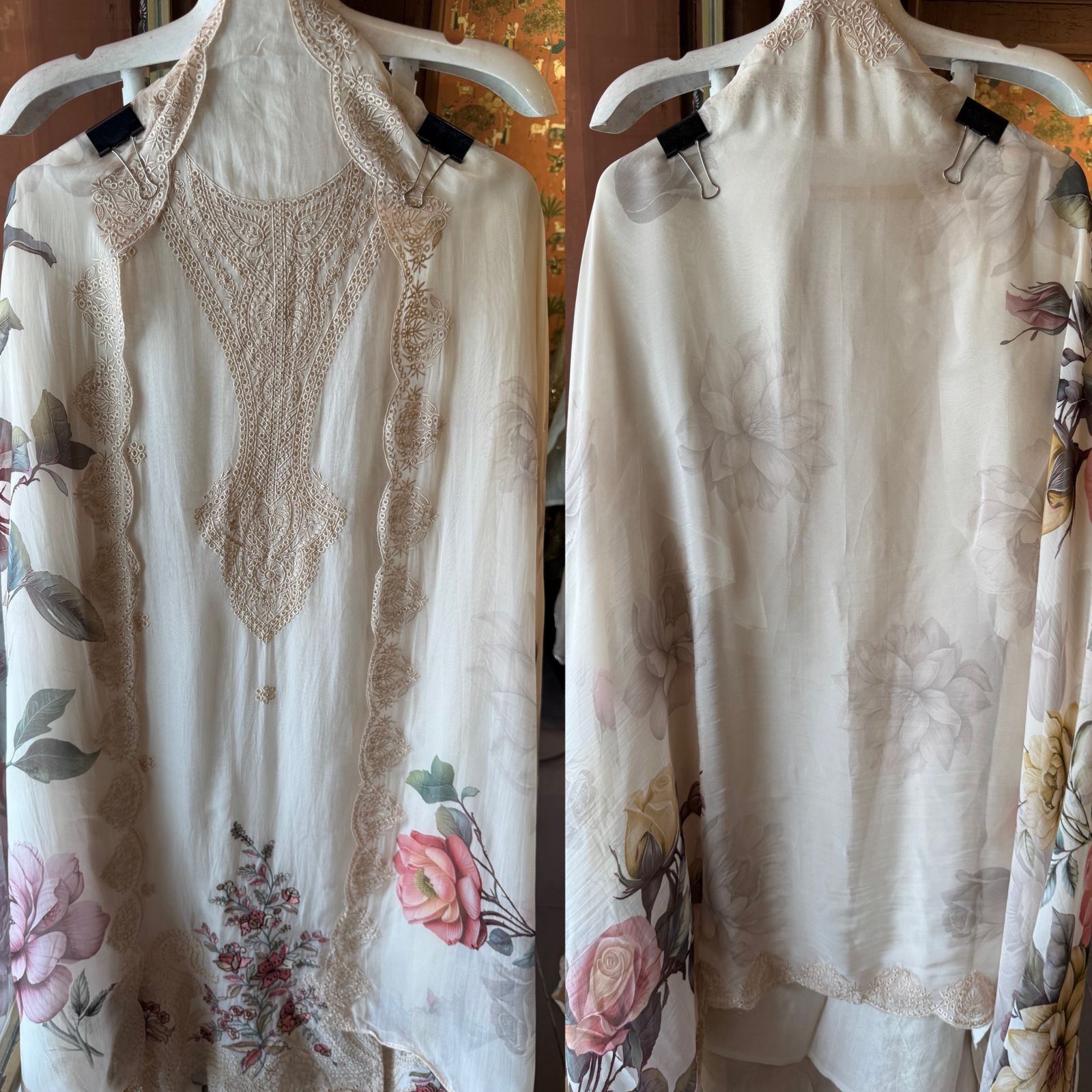 Organza Unstitched Suit set