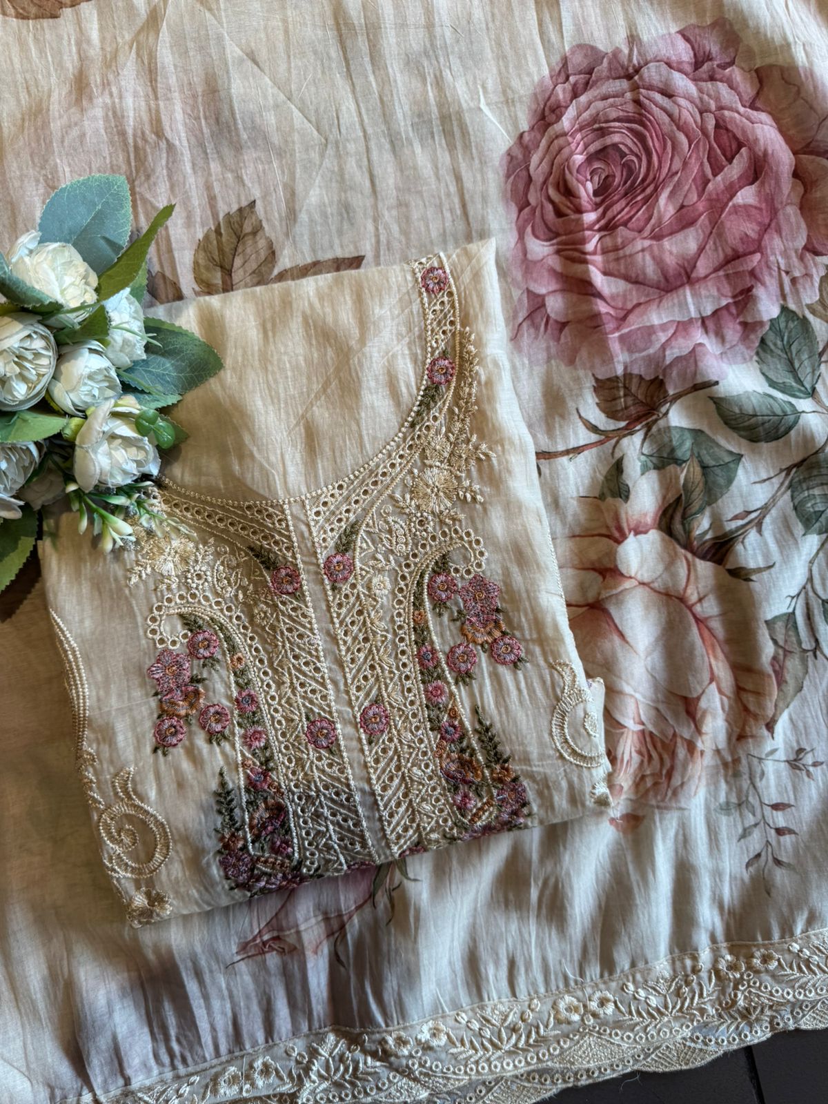 Mul Mul cotton Unstitched Suit set