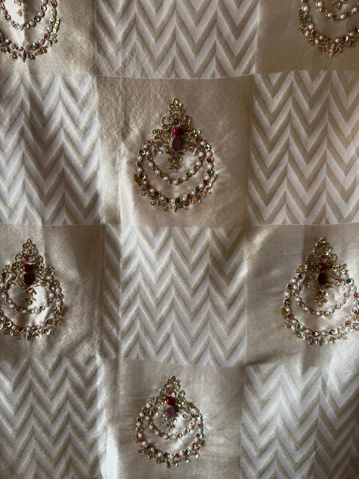 Classic Ivory Pearl Embellished Suit