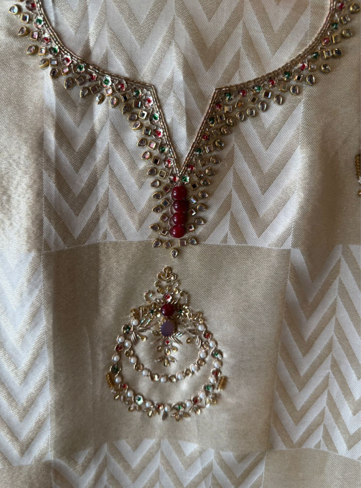 Classic Ivory Pearl Embellished Suit