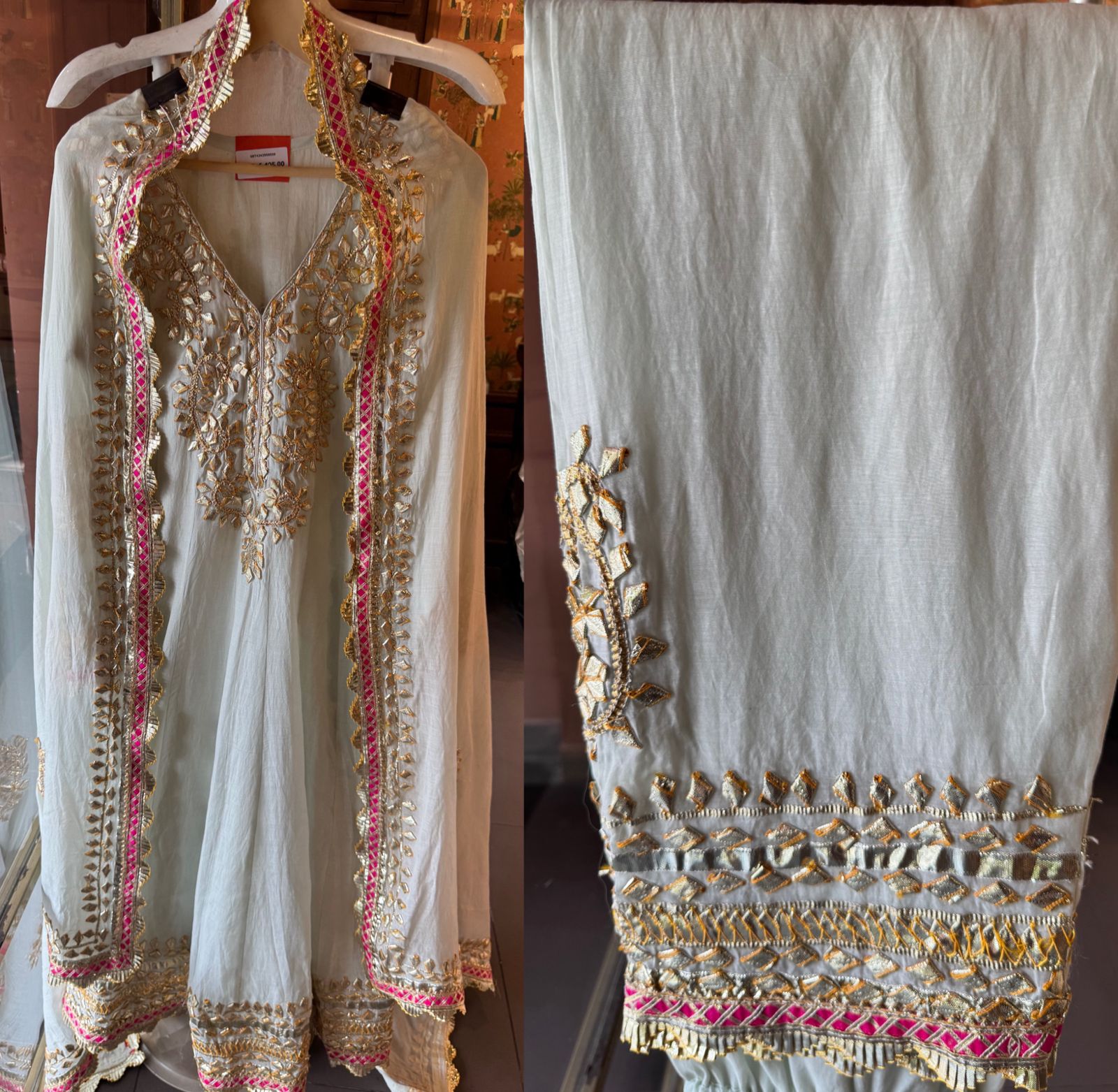 Mul cotton Gota Patti Festive Anarkali Suit set