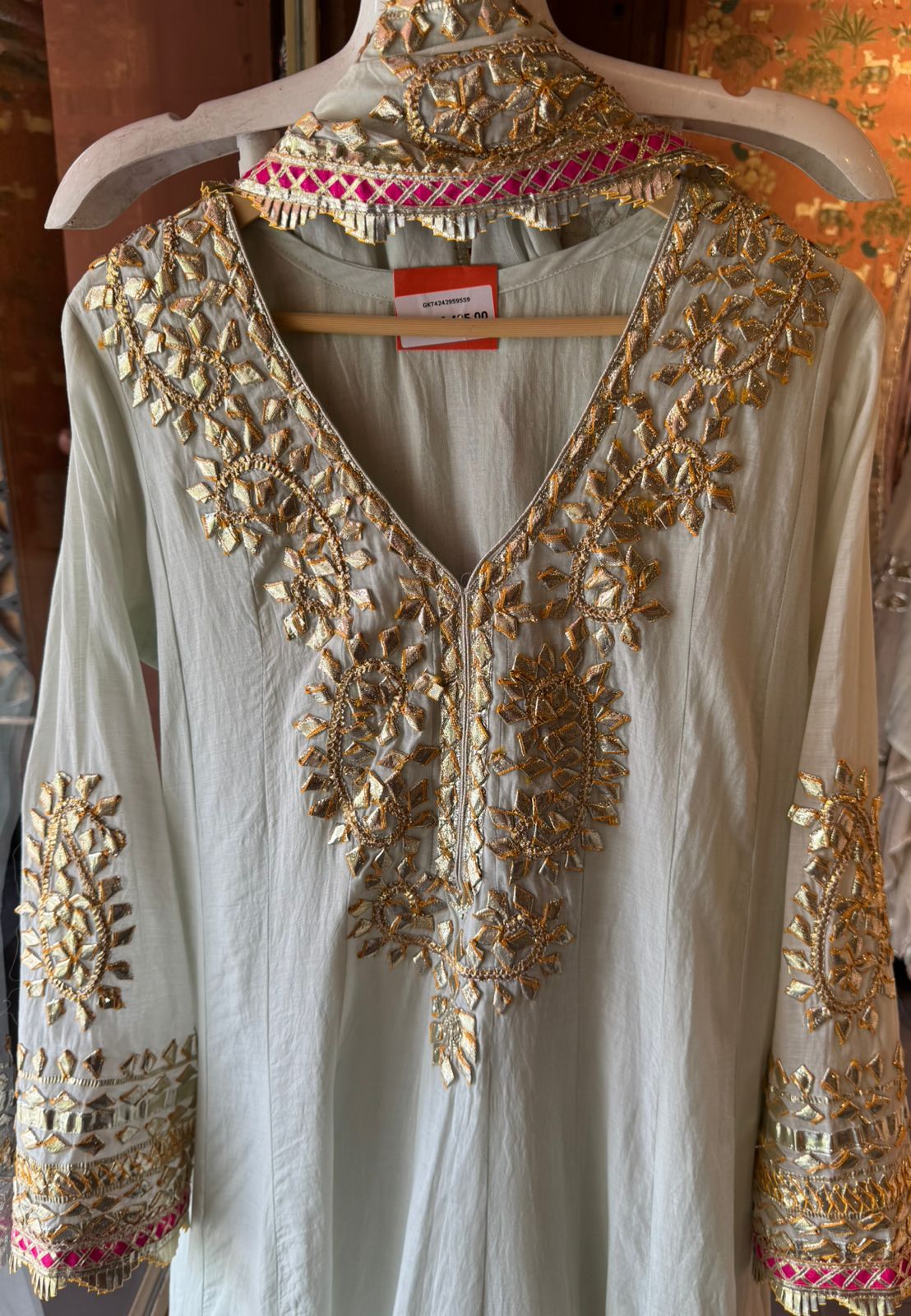 Mul cotton Gota Patti Festive Anarkali Suit set