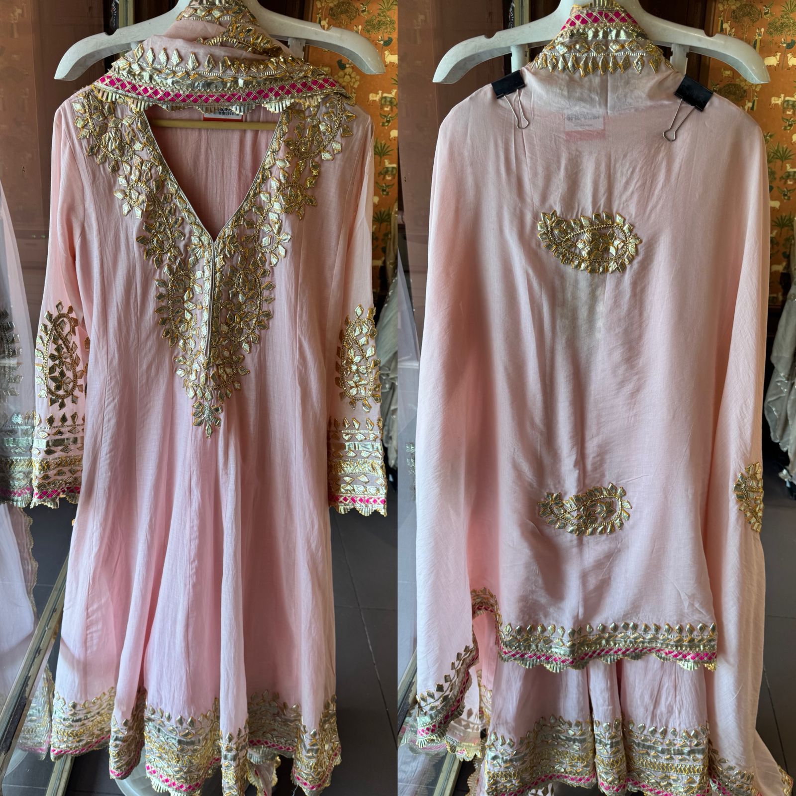 Mul cotton Gota Patti Festive Anarkali Suit set