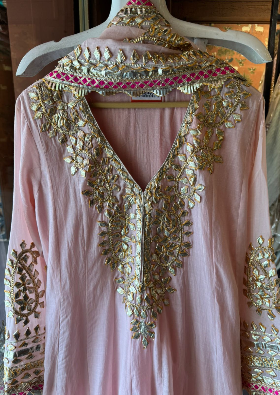 Mul cotton Gota Patti Festive Anarkali Suit set