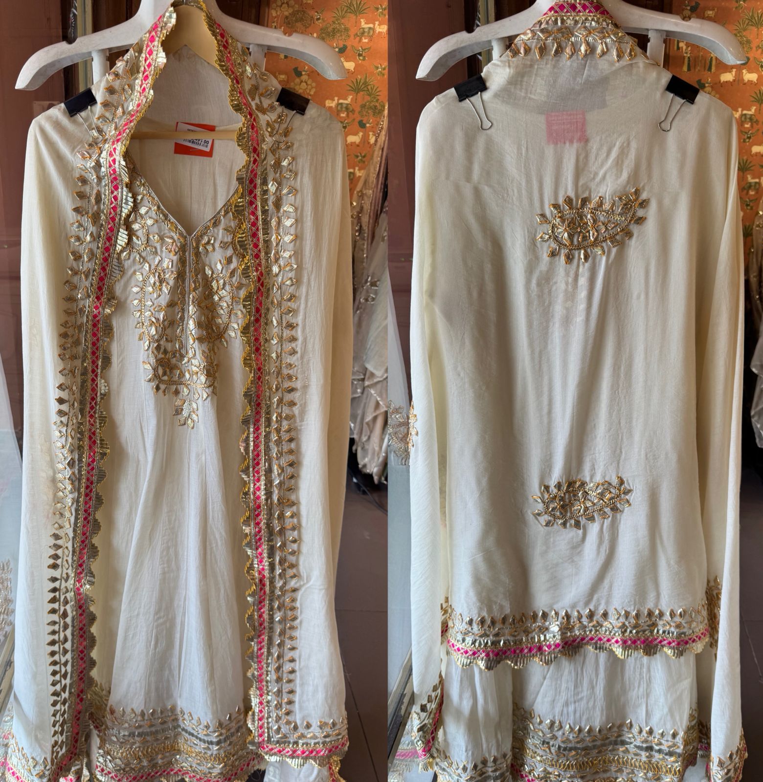 Mul cotton Gota Patti Festive Anarkali Suit set