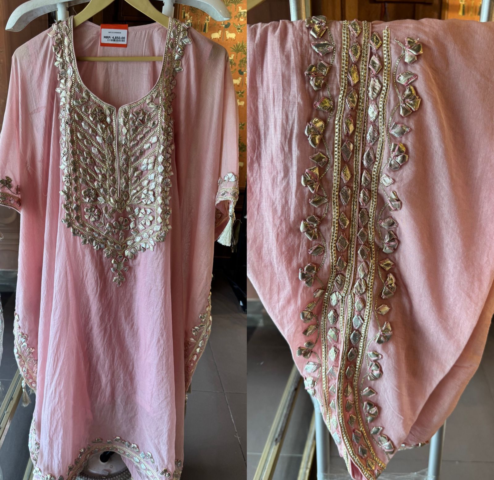 Mul cotton Kaaftan set with Dhoti salwar