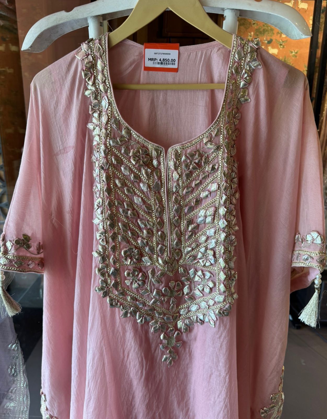 Mul cotton Kaaftan set with Dhoti salwar