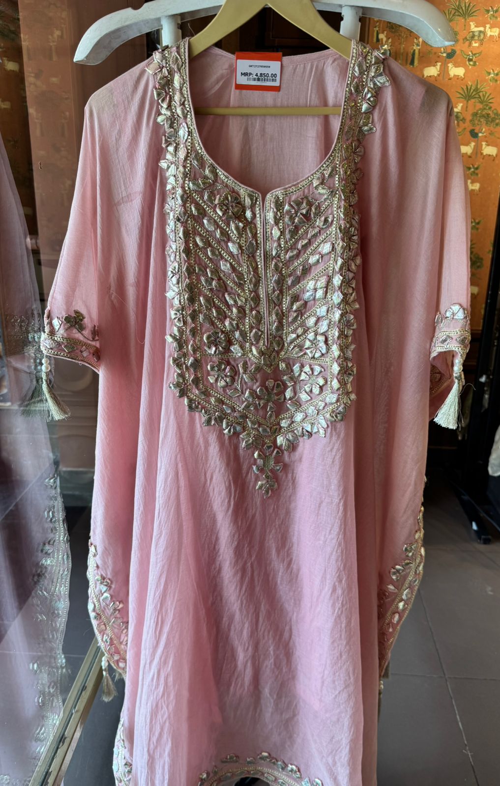 Mul cotton Kaaftan set with Dhoti salwar