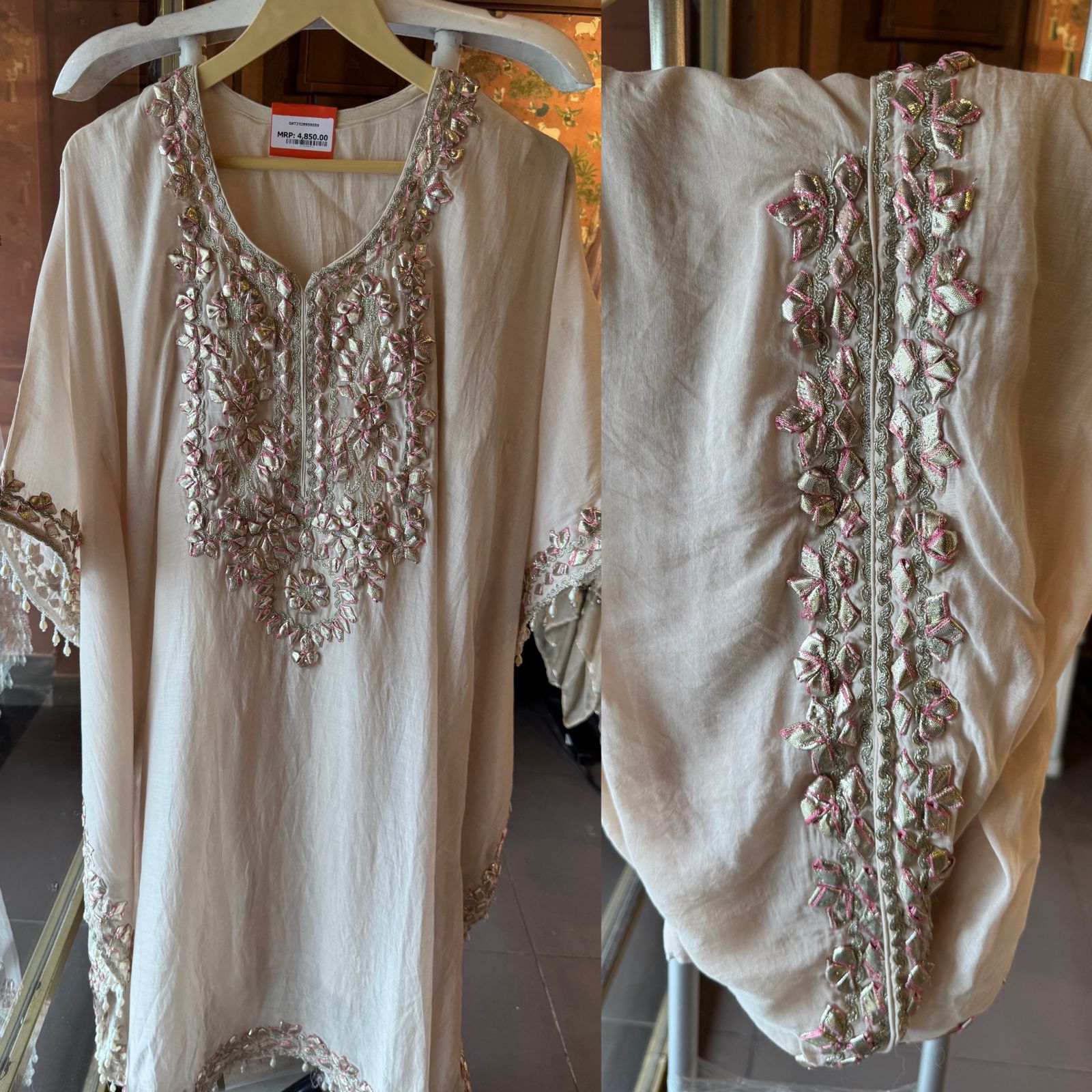 Mul cotton Kaaftan set with Dhoti salwar