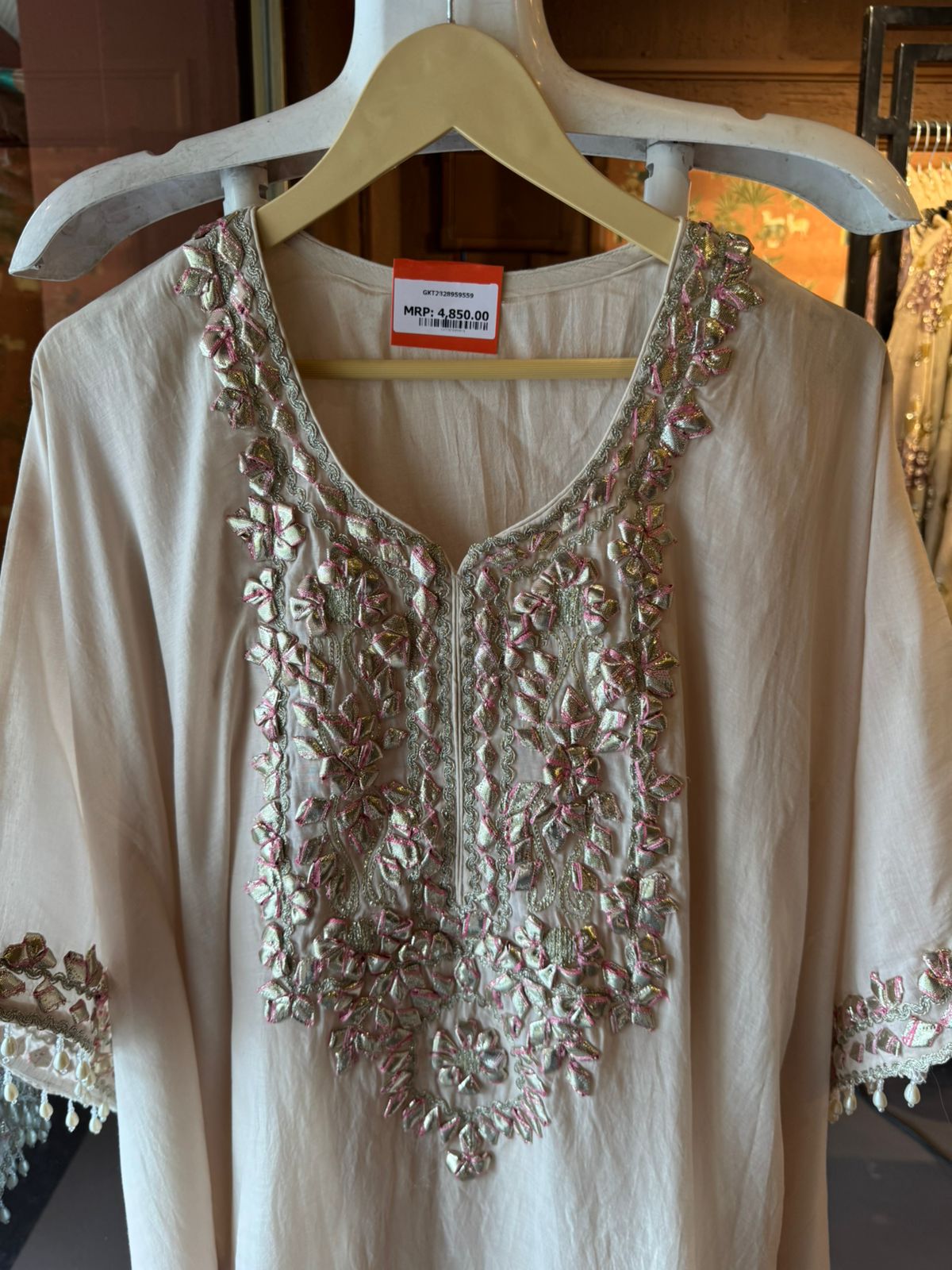 Mul cotton Kaaftan set with Dhoti salwar