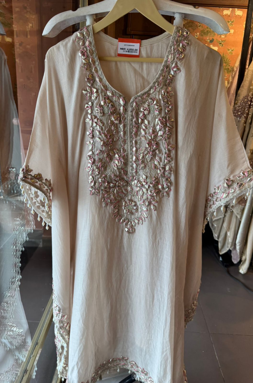 Mul cotton Kaaftan set with Dhoti salwar