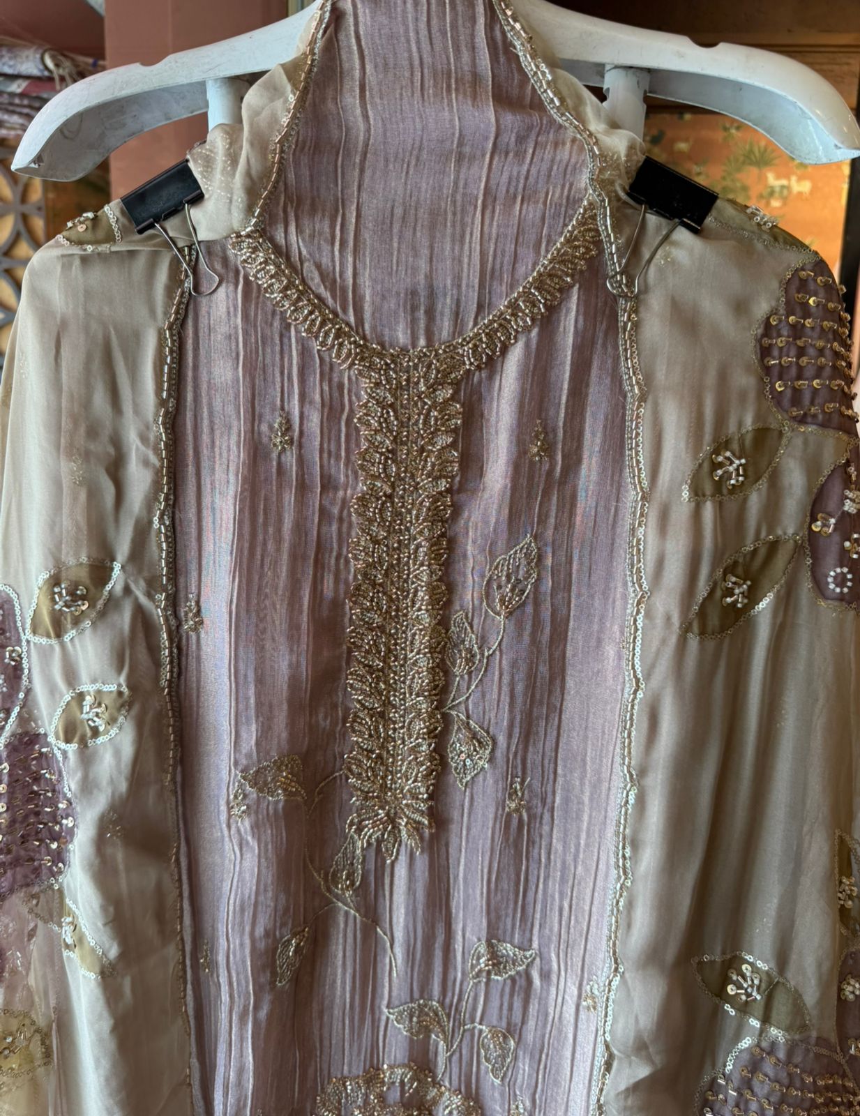 Floral Handwork unstitched Suit