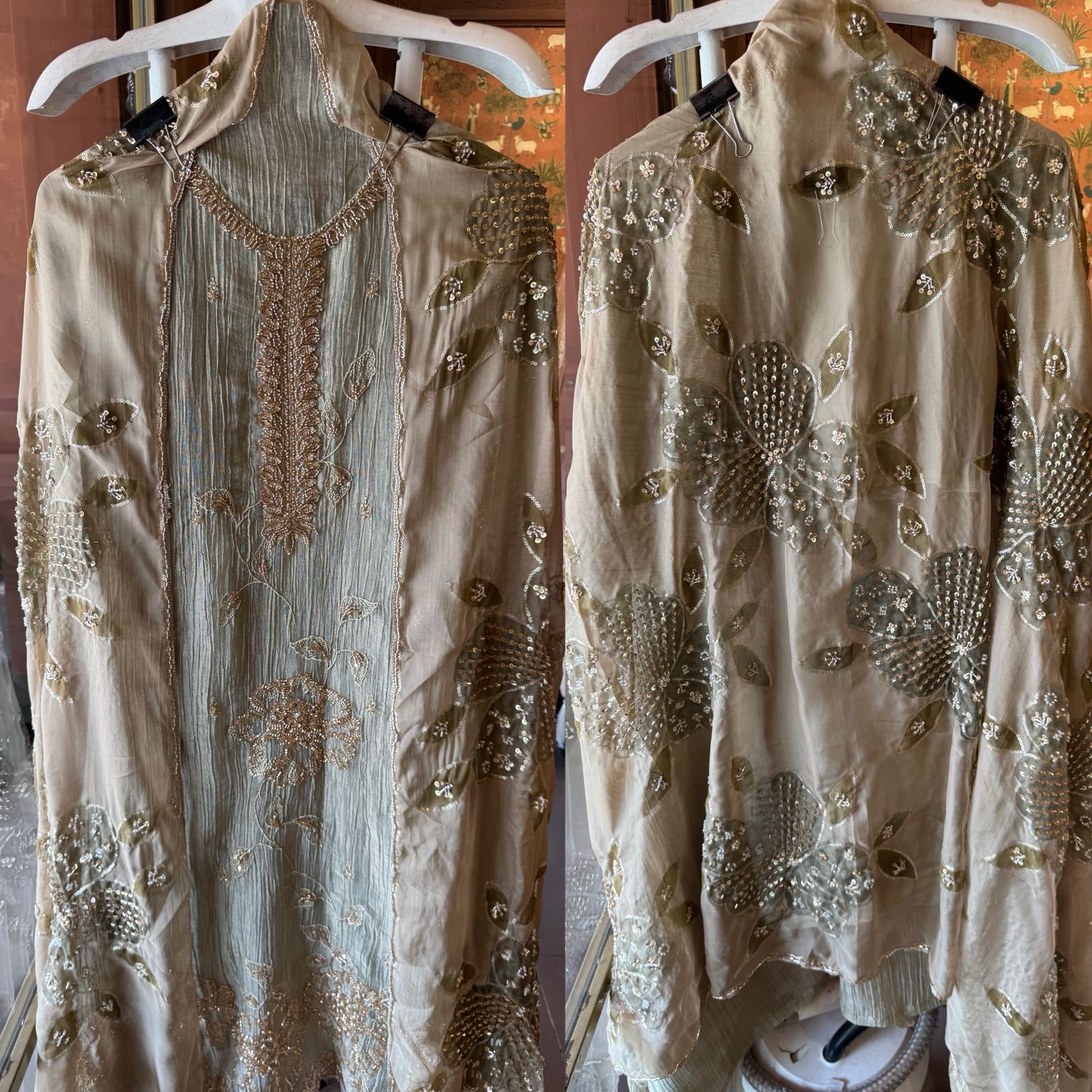 Floral Handwork unstitched Suit