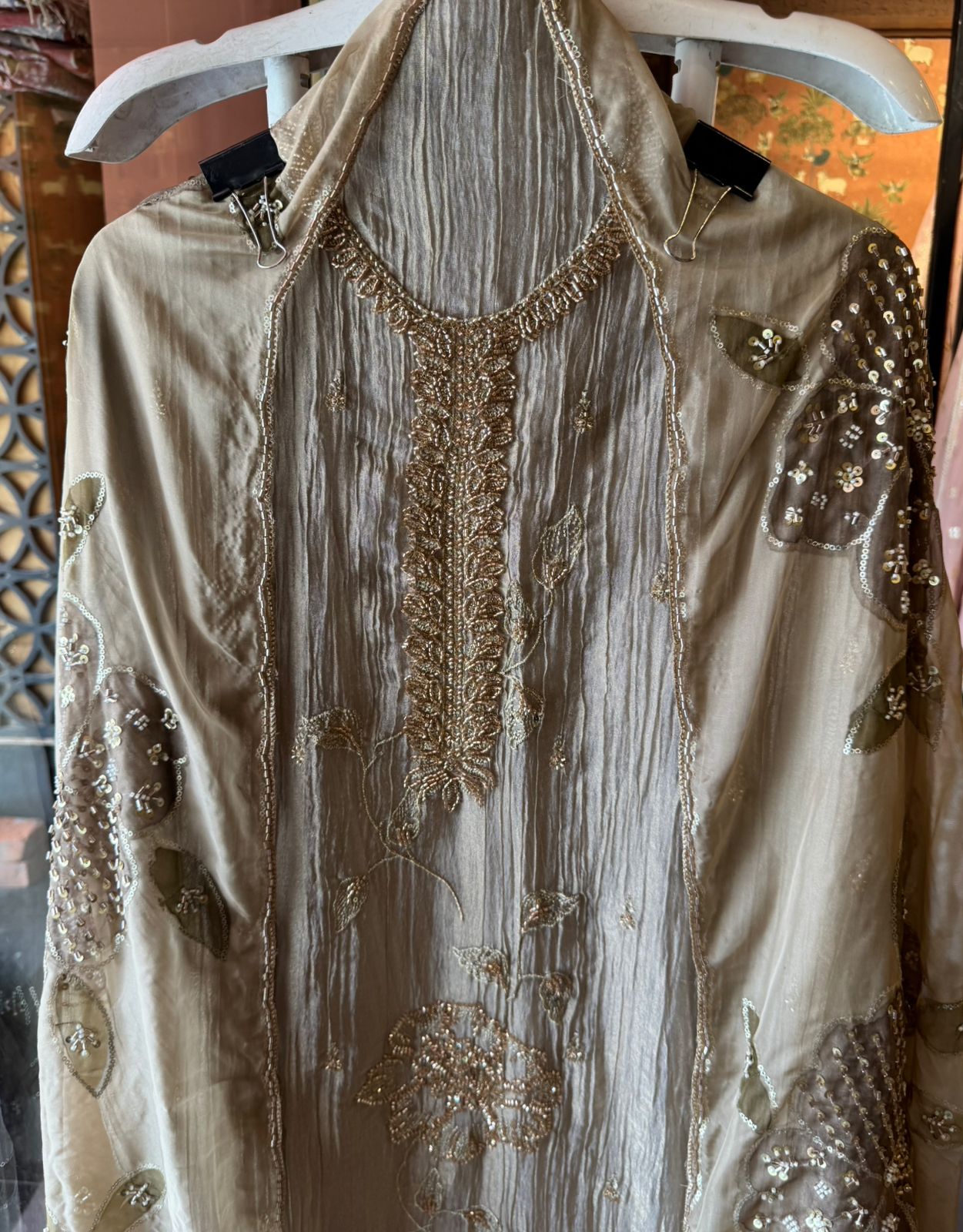 Floral Handwork unstitched Suit