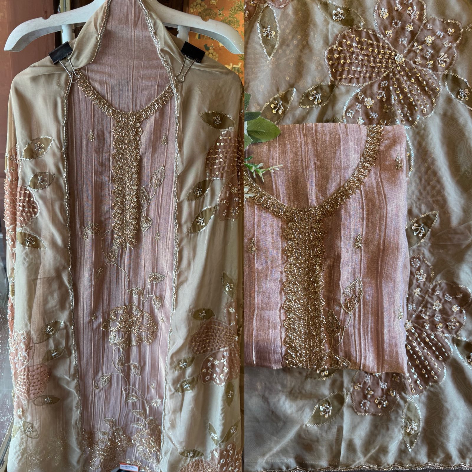 Floral Handwork unstitched Suit